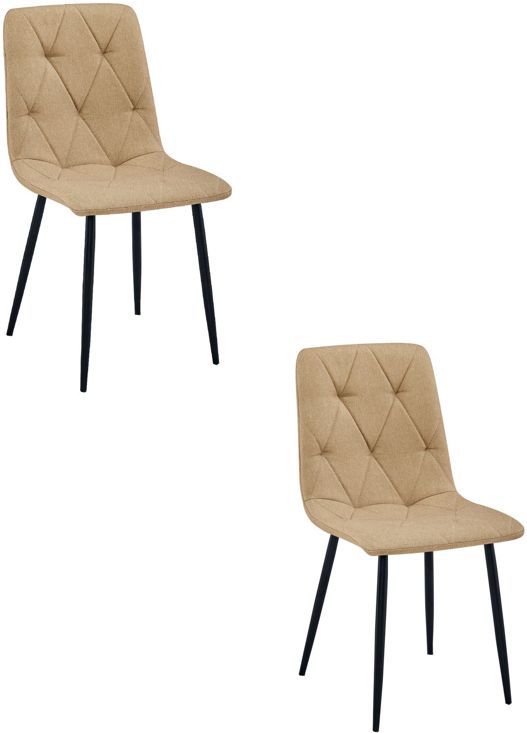 LEOBERT LIBRA Eetkamerstoelen – Set van 2 – Zwart Stof – Zwarte Metalen Poten – Comfortabele Gestoffeerde Zitting – Modern Design – Voor Woonkamer, Keuken en Eetkamer – Max. 110 kg per Stoel