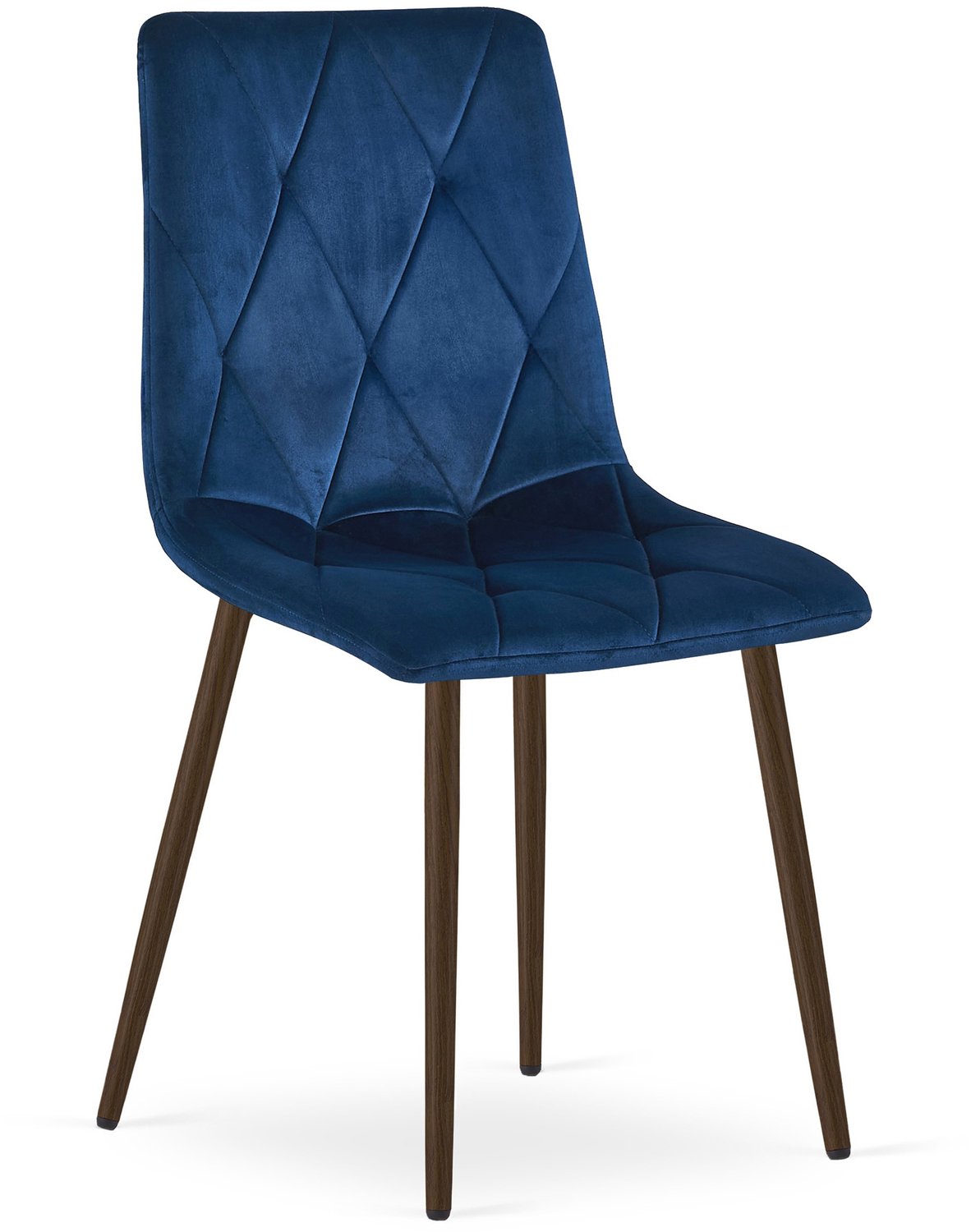LEOBERT LIBRA Eetkamerstoel – Marineblauw Velvet – Walnootkleurige Houten Poten – Comfortabele Gestoffeerde Zitting – Modern Design – Velvet Stoel voor Woonkamer, Keuken en Eetkamer – Max. 110 kg