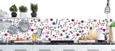 Waterverf bloemen Spatwand - Keuken achterwand - 200x50cm - DW7285