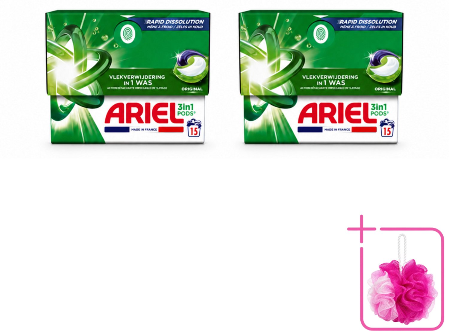 2 x Ariel - 3in1 Wasmiddel Pods - Original - 15 Pods - Bulkverpakking - Wasmiddel pod - Douchemop - Wasmiddel voor koude was