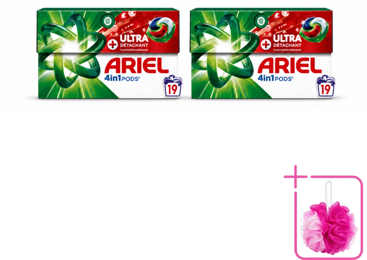 2 x Ariel - 4in1 Wasmiddel Pods - Ultra Vlekverwijderaar - 19 Pods - Bulkverpakking - Wasmiddel - Douchemop - Vlekverwijderaar