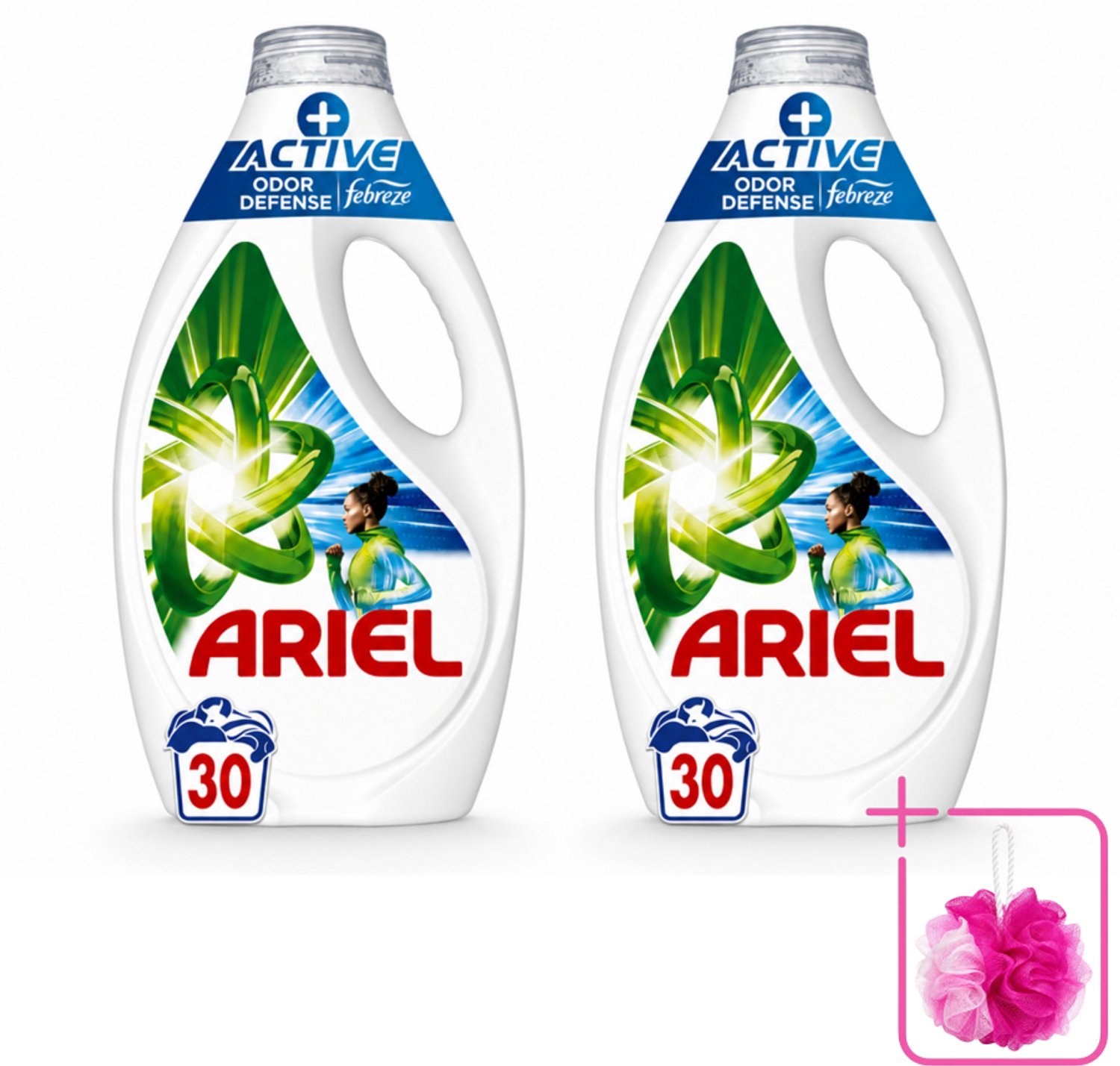 2 x Ariel - Vloeibaar Wasmiddel - +Actieve Odor Defense - 30 Wasbeurten - 1,35 liter - Bulkverpakking - Wasmiddel - Douchemop - Geurverwijdering
