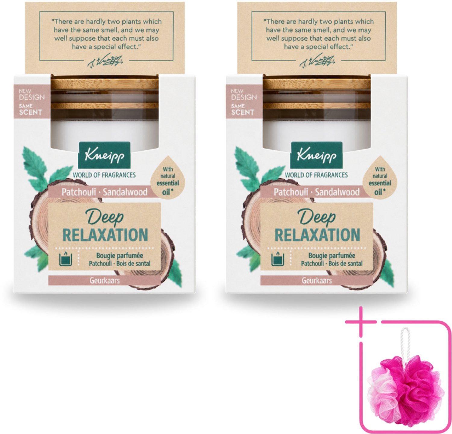 2 x Kneipp - Geurkaars - Deep Relaxation - Sandelhout & Patchouli - 20 branduren - Bulkverpakking - Geurkaars - Douchemop - Ontspanning
