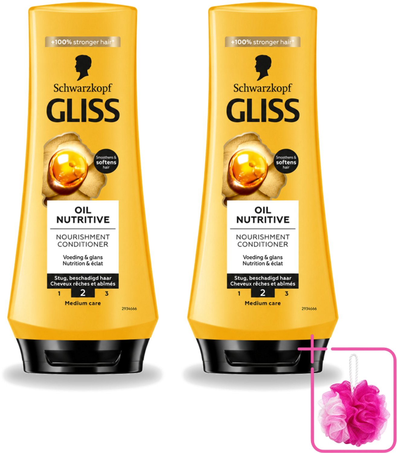2 x Gliss - Hair Repair - Conditioner Oil Nutritive voor Intensieve Voeding - 200 ml - Bulkverpakking - Voeding haar - Douchemop - Droog haar
