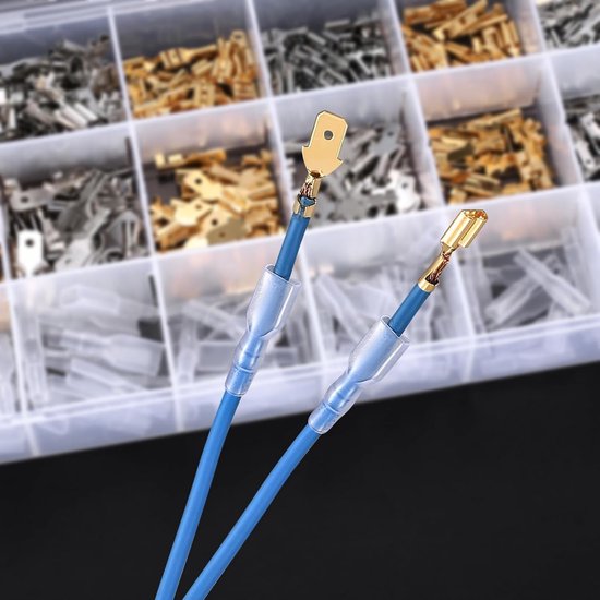 540 Stuks Elektrische Draadverbindingen, 2.8mm, 4.8mm, 6.3mm, Mannelijke en Vrouwelijke Spade Connectoren met Isolerende Mouwen voor Draad Crimpverbindingen en Elektrische Projecten — afbeelding 4