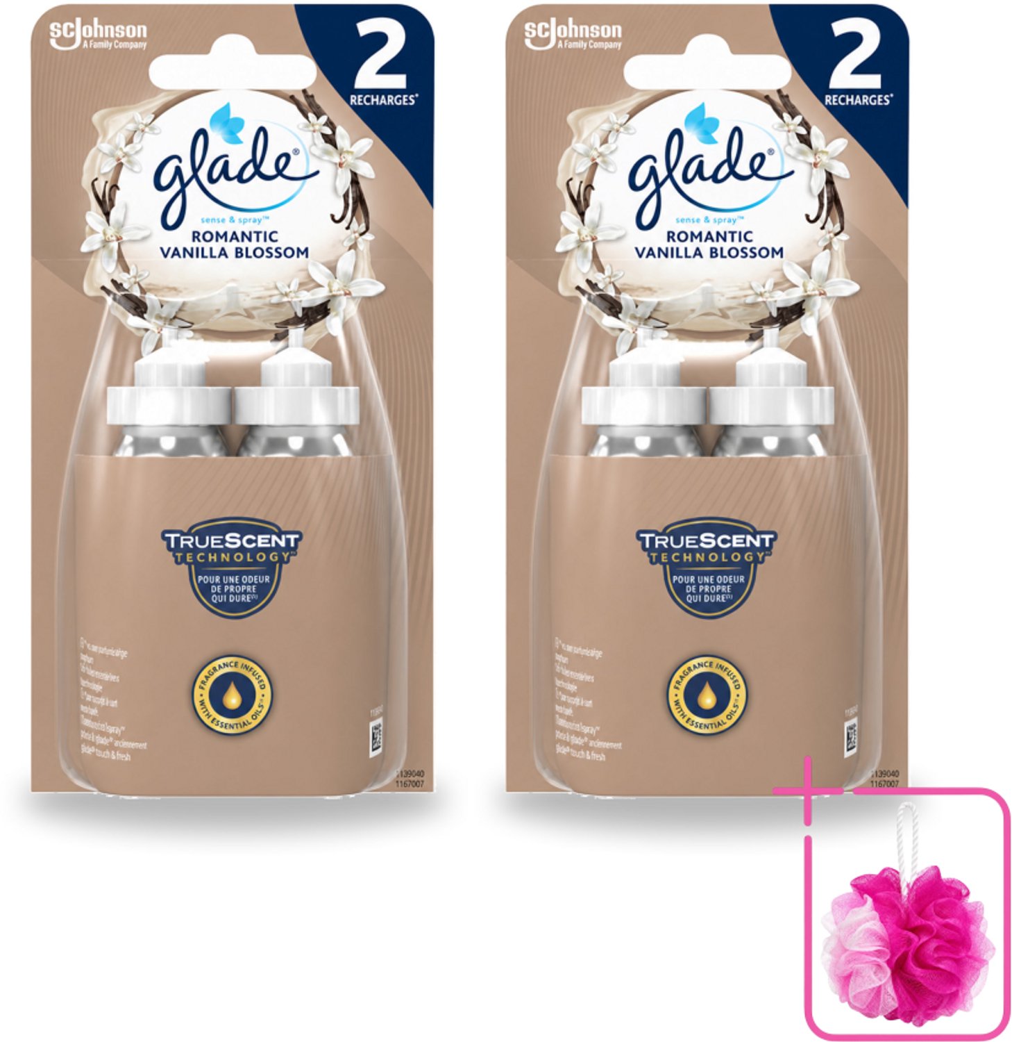 2 x Glade - Sense & Spray - Romantic Vanillebloesem - 2 × 18 ml - Bulkverpakking - Romantische geur - Douchemop - Geurverspreiding