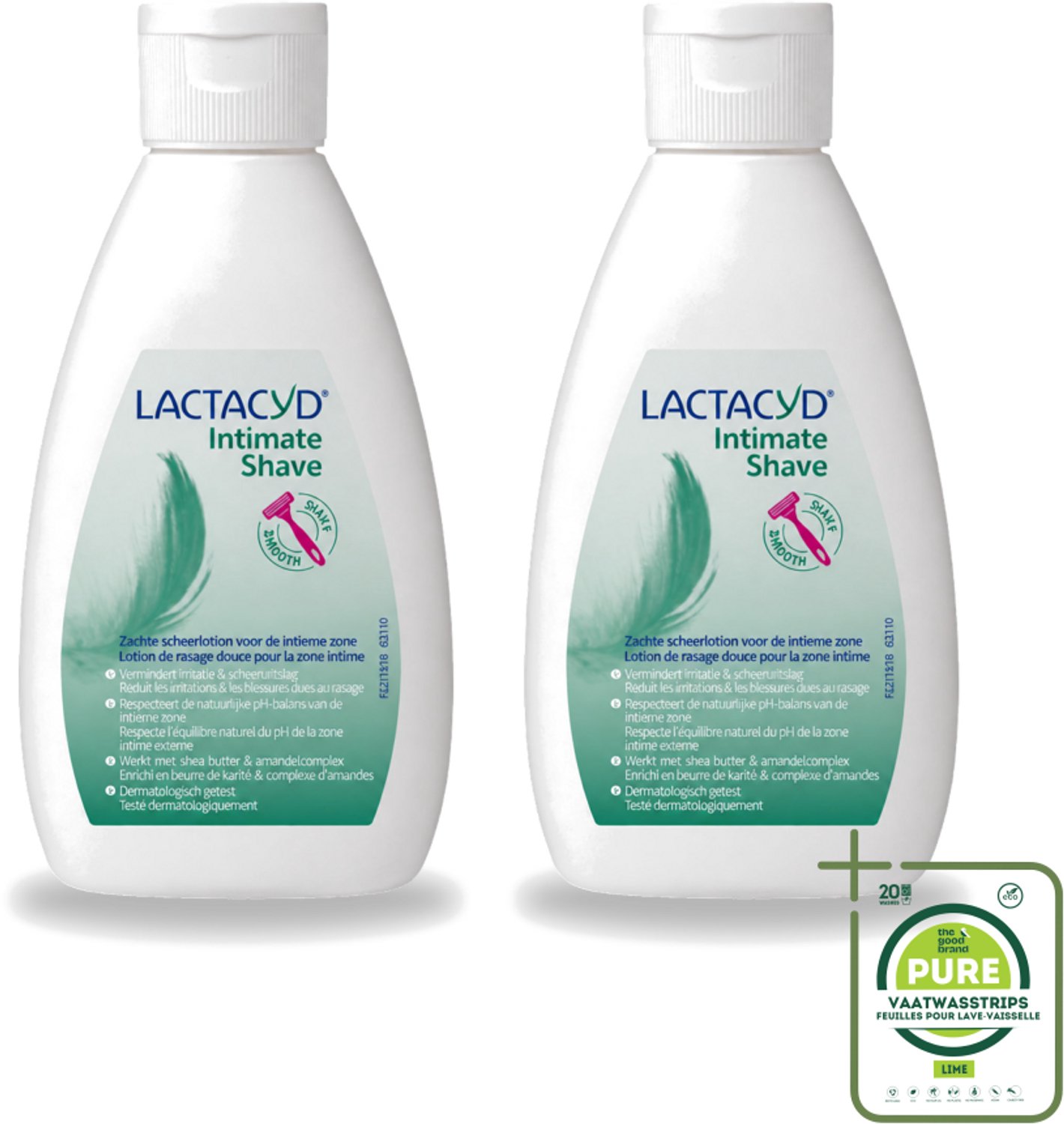 2 x Lactacyd – Intimate Shave – Scheerlotion – 200 ml - Grootverpakking - Vaatwasstrips - Intieme Scheerlotion - Gevoelige Huid - Scheercomfort - Scheerbultjes - Hydraterende Lotion