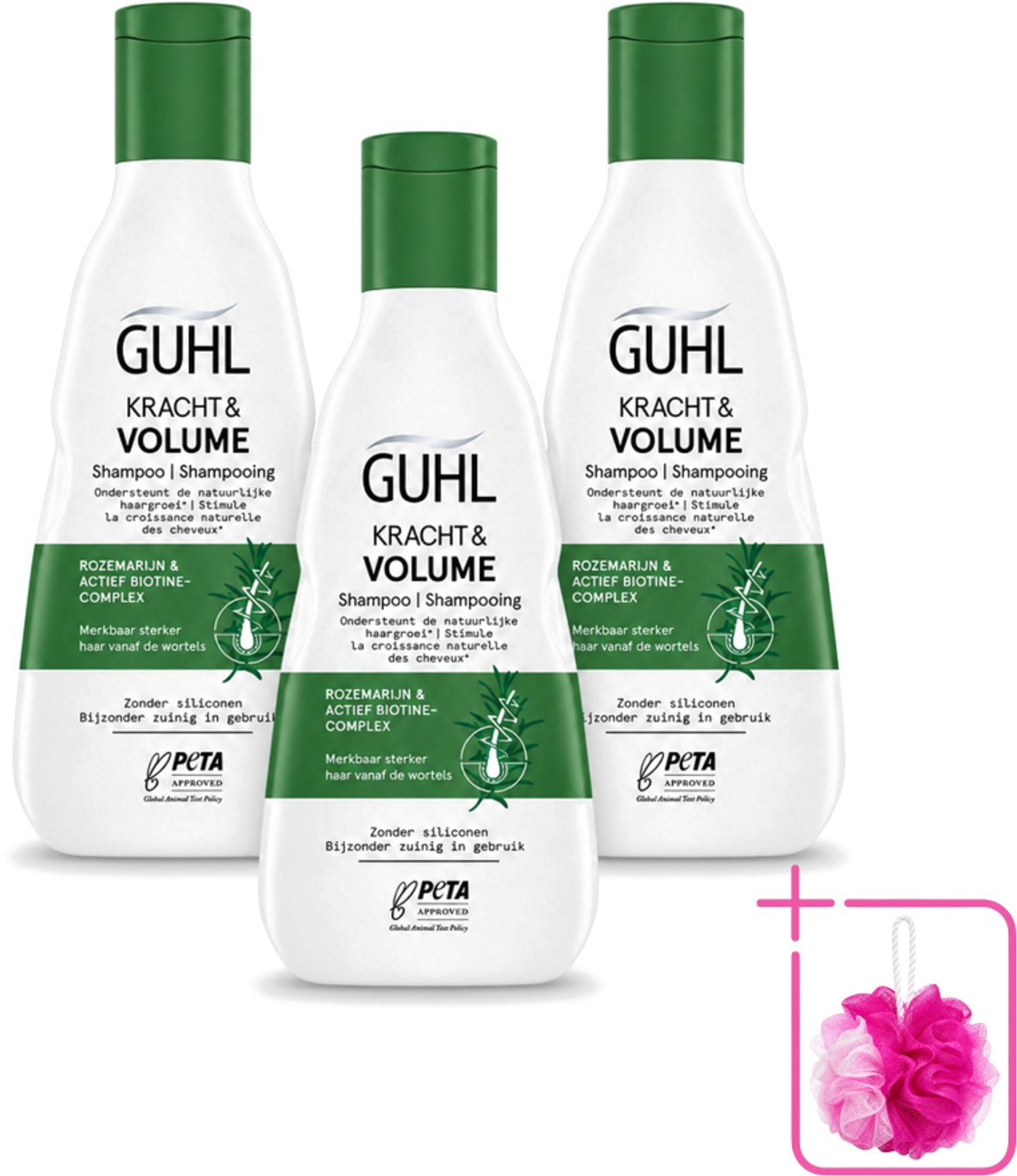 3 x Guhl – Shampoo – Kracht & Volume – 250 ml - Bulkverpakking - Krachtige shampoo - Douchemop - Volume shampoo