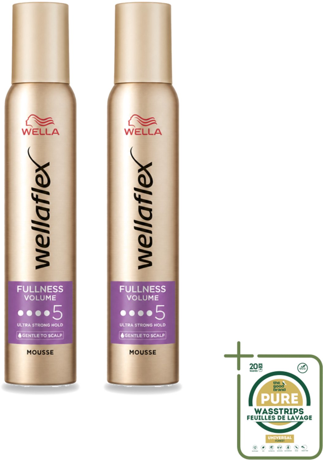 2 x Wella – Flex Fullness Volume Ultra Strong – Haarmousse – 200 ml - Wasstrips - Haarmousse - Volume - Haarvolume - Haarverdikking - Haarverzorging
