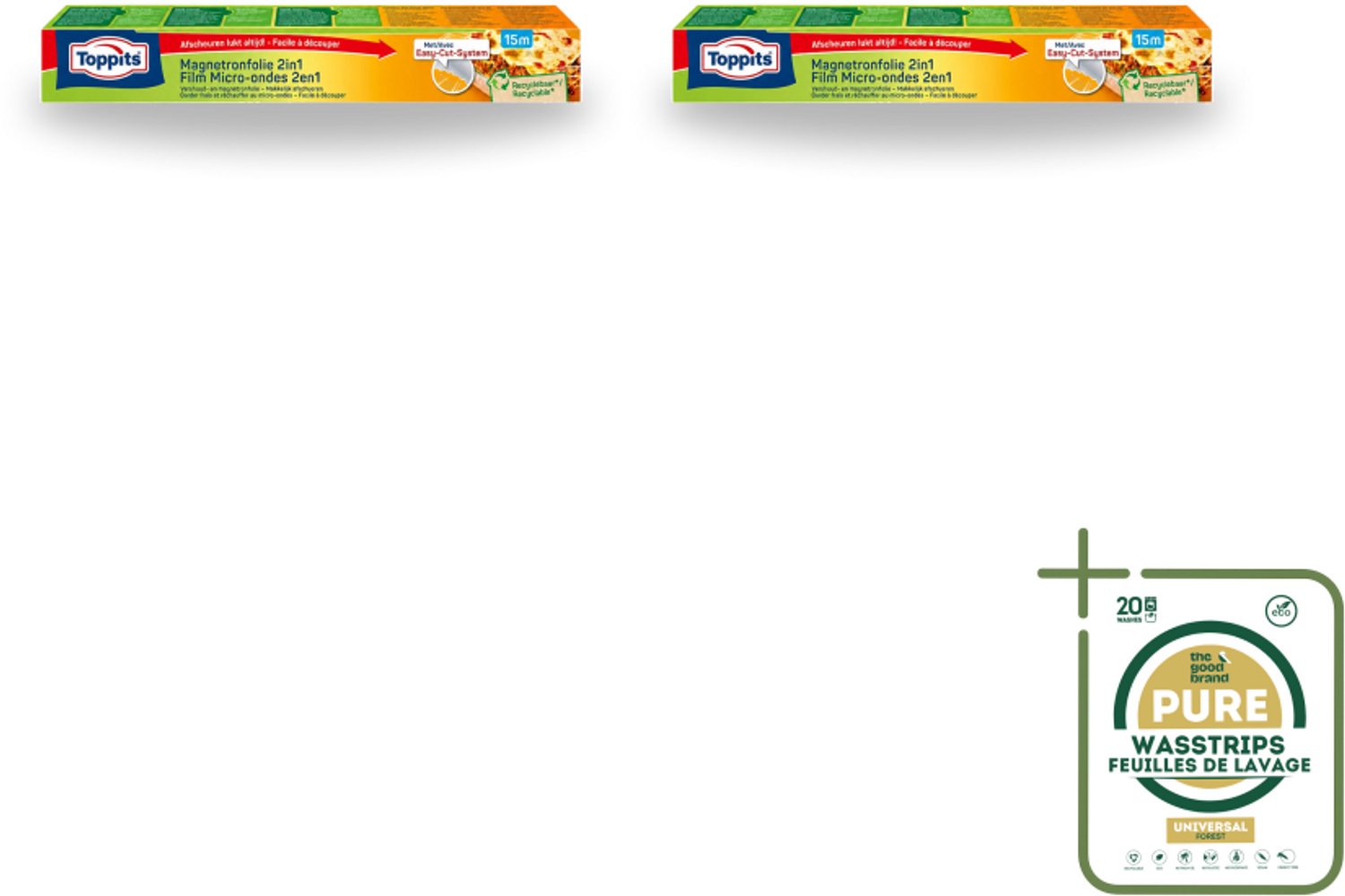 2 x Toppits – Magnetronfolie 2-in-1 – 15 m - Wasstrips - Magnetronfolie - Bewaren - Opwarmen - Magnetron - Stoomafgifte