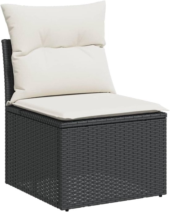 Poly rattan onderhoudsarm tuin loungeset comfortabel zwart crème — afbeelding 4