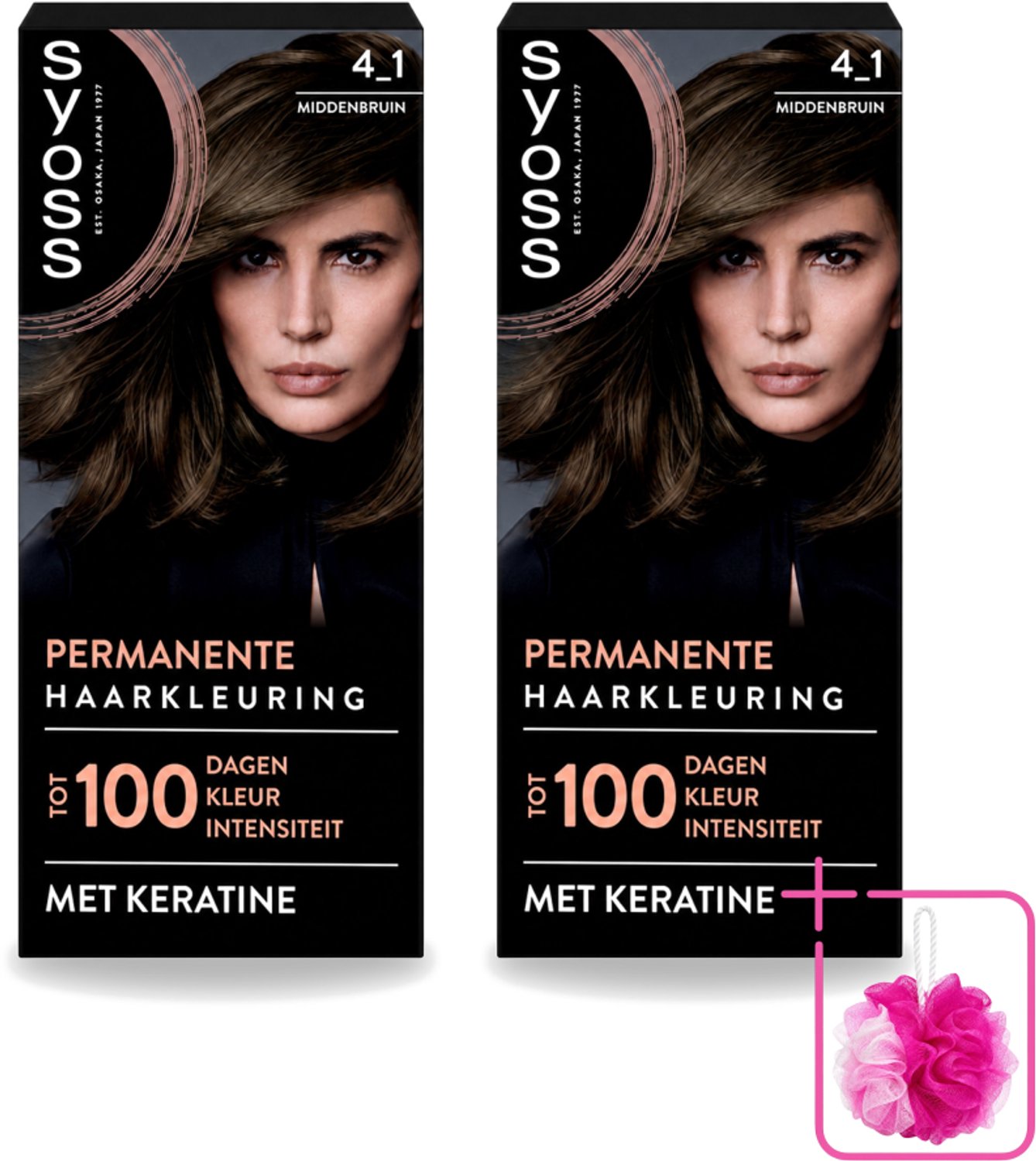 2 x SYOSS - Coloration 4-1 Middenbruin - Haarverf - Grijsdekking - Vermindert Haarbreuk - Bulkverpakking - Haarkleur - Douchemop - Haarkleuring