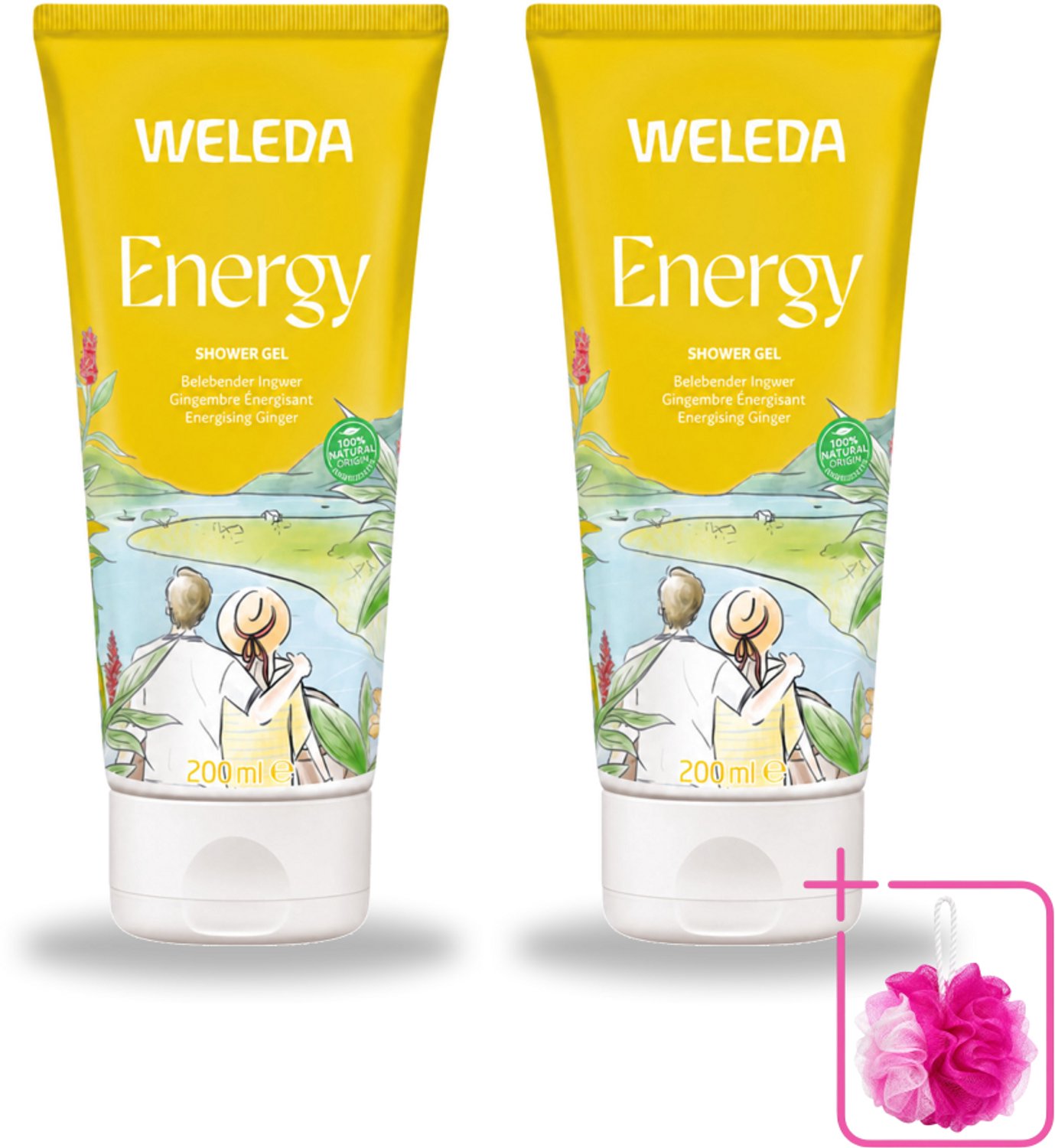 2 x WELEDA - Douchegel Aroma Shower Energy - 200 ml - Bulkverpakking - Energie - Douchemop - Energieboost