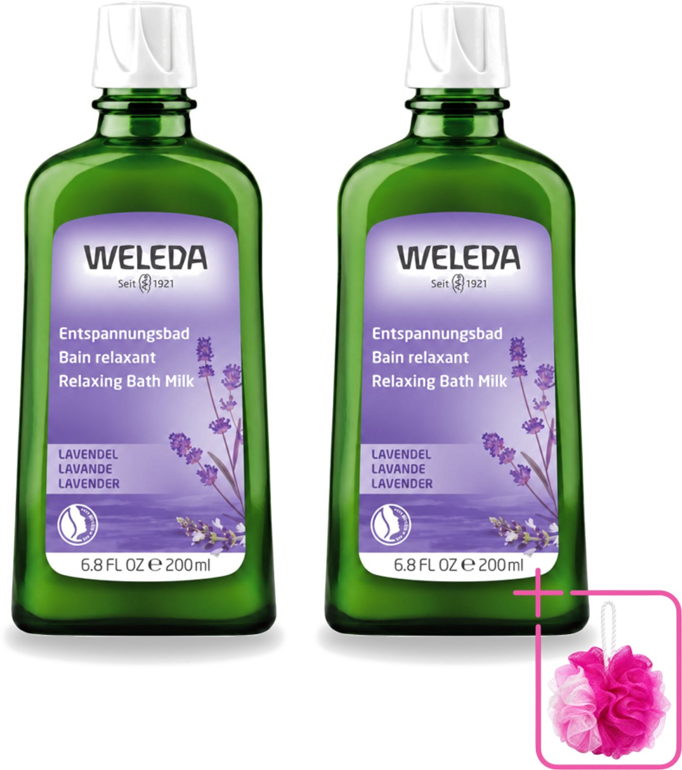 2 x WELEDA - Ontspanningsbadmelk - Lavendel - 200 ml - Bulkverpakking - Ontspanning - Douchemop - Badmelk