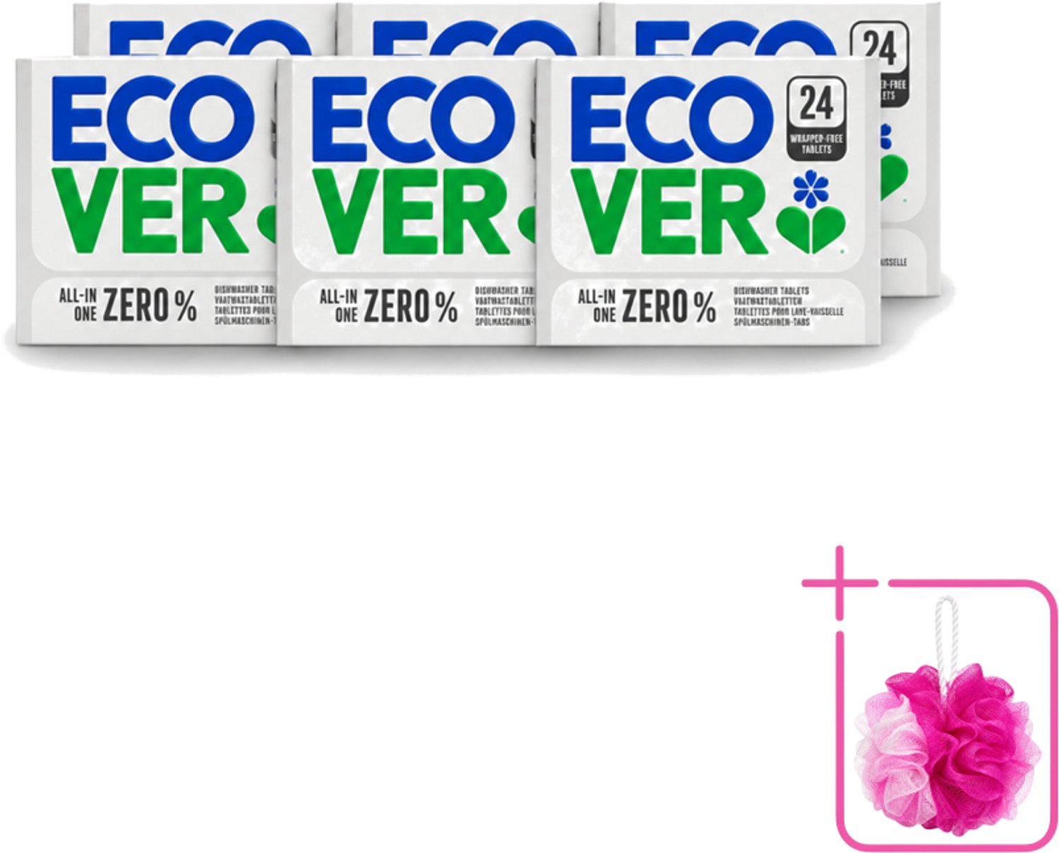 6 x Ecover - Vaatwastabletten All-in-One Zero% - 24 Tabs - Bulkverpakking - Vaatwasmiddel - Vaatwastablet