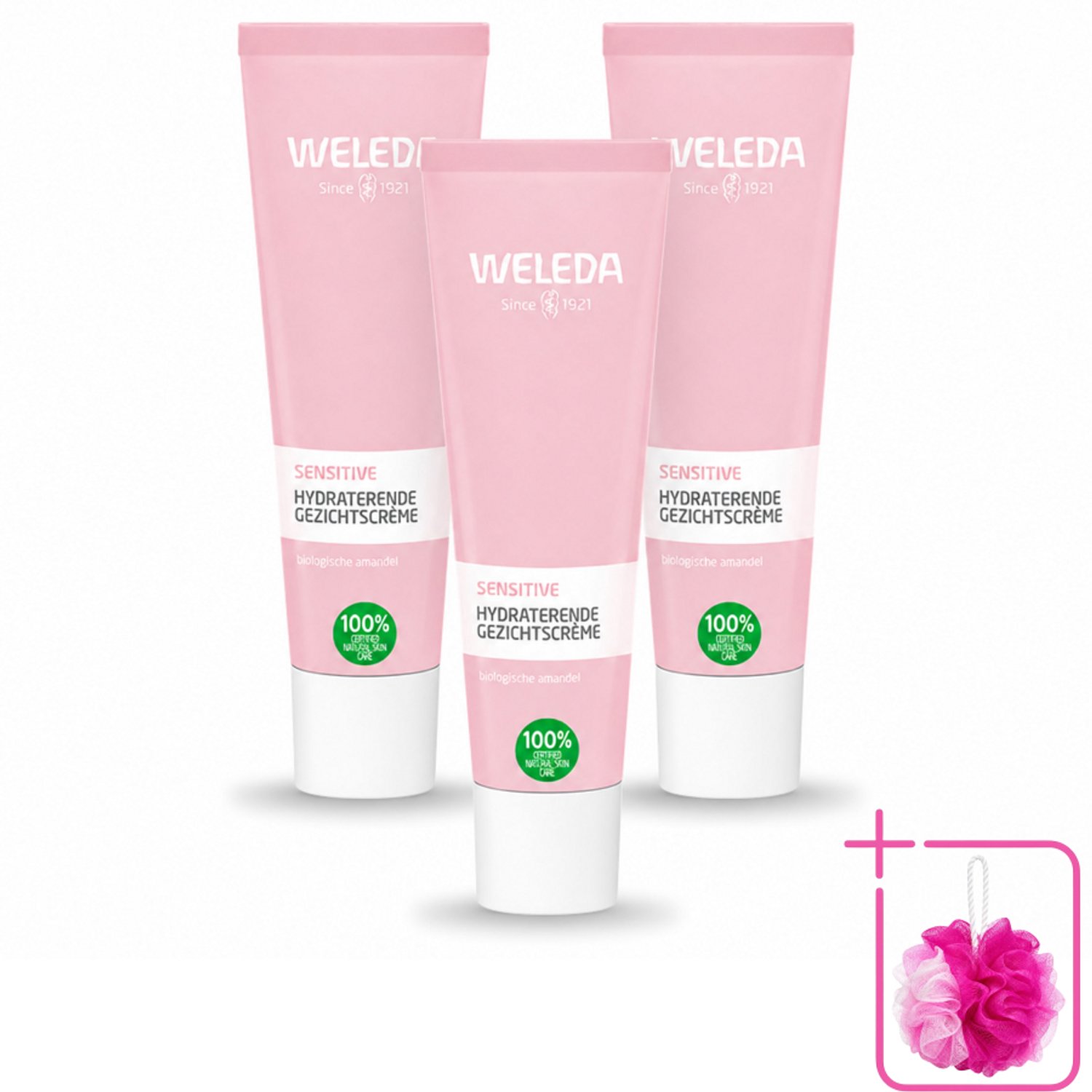 3 x WELEDA - Gezichtscrème Sensitive Hydraterend - Voor gevoelige huid - 30 ml - Bulkverpakking - Gevoelige huid - Douchemop - Hydraterende crème