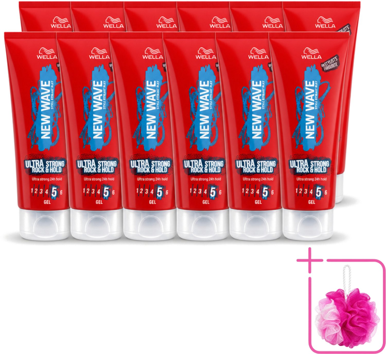 12 x Wella – New Wave Rock’n Hold Ultra Strong – Haargel – 200 ml - Bulkverpakking - Haartype - Douchemop - Styling
