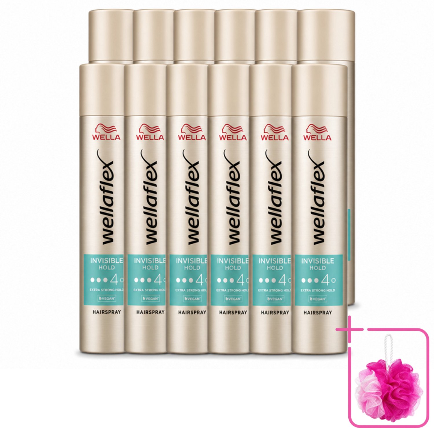 12 x Wella – Flex Invisible Hold – Haarspray Extra Strong – 250 ml - Bulkverpakking - Haarspray - Douchemop - Flexibele fixatie