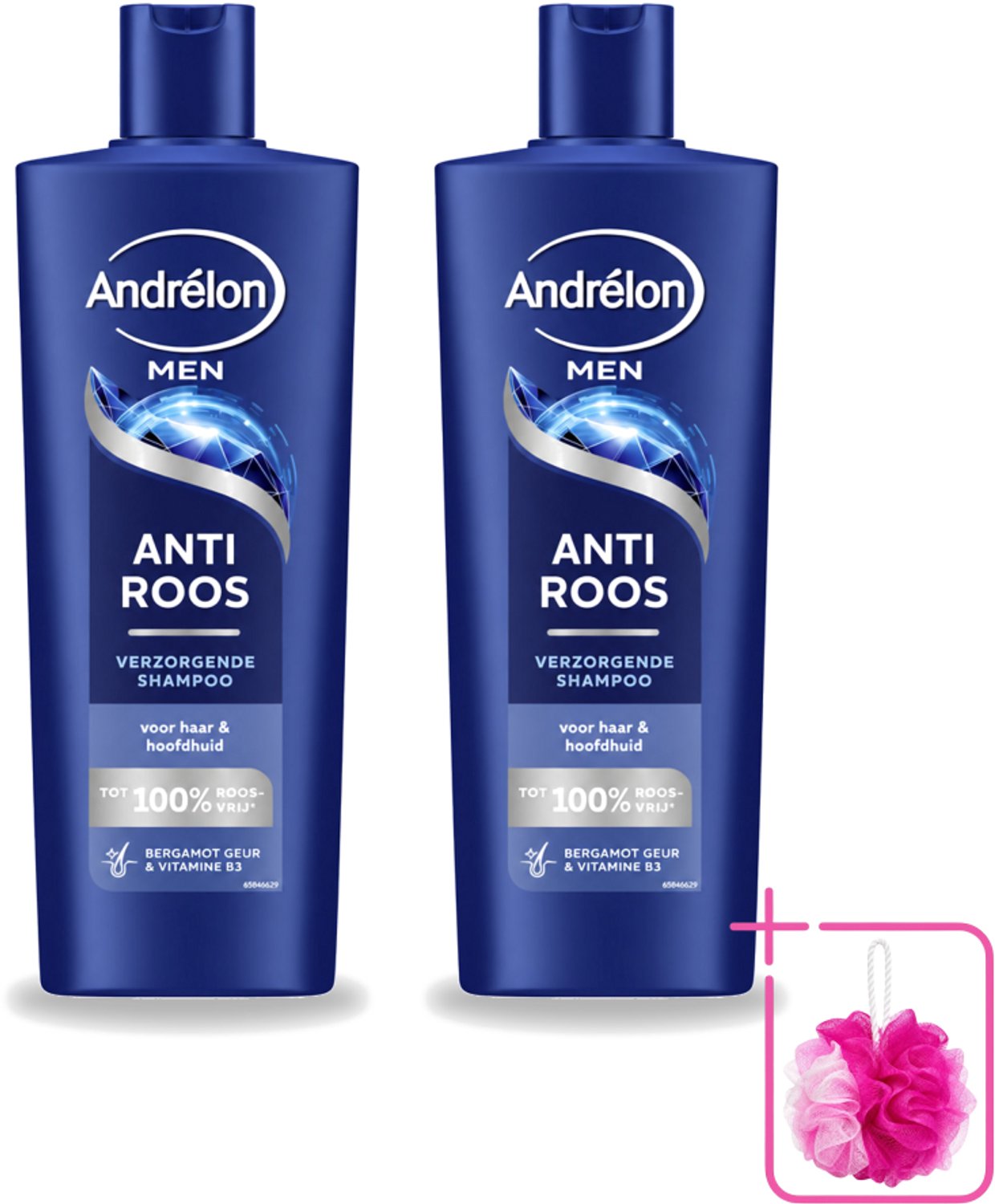 2 x Andrélon – Shampoo – Anti Roos Men – 400 ml - Bulkverpakking - Anti-roos shampoo - Douchemop - Roosvrij haar