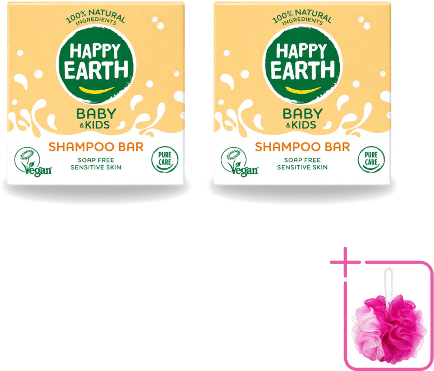 2 x Happy Earth – Shampoo Bar – 100% Natuurlijk Baby & Kids – 50 g - Bulkverpakking - Baby haar verzorging - Douchemop - Kind haar shampoo