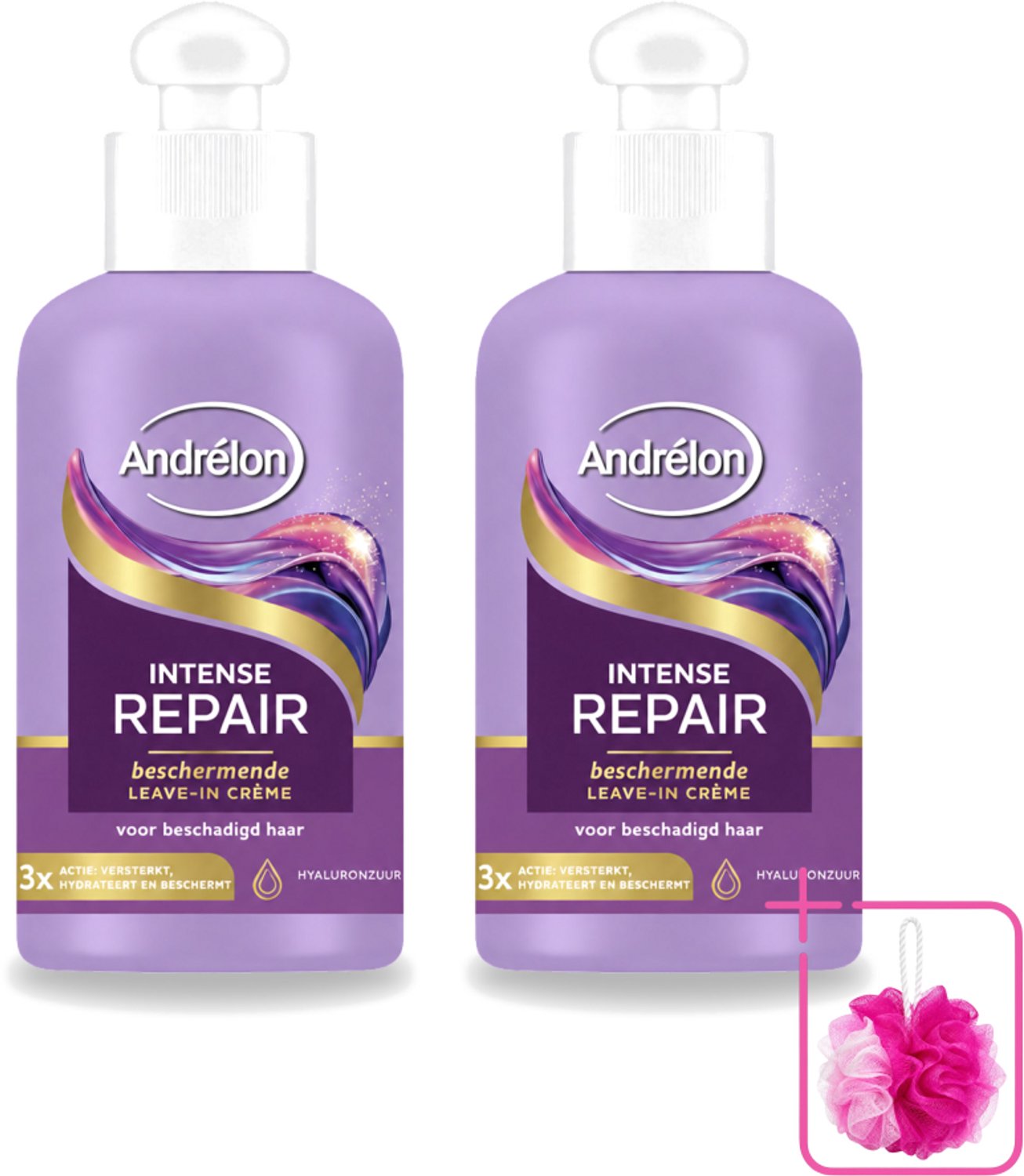 2 x Andrélon – Leave-In Crème – Intense Repair – 200 ml - Bulkverpakking - Haarverzorging - Douchemop - Droog haar