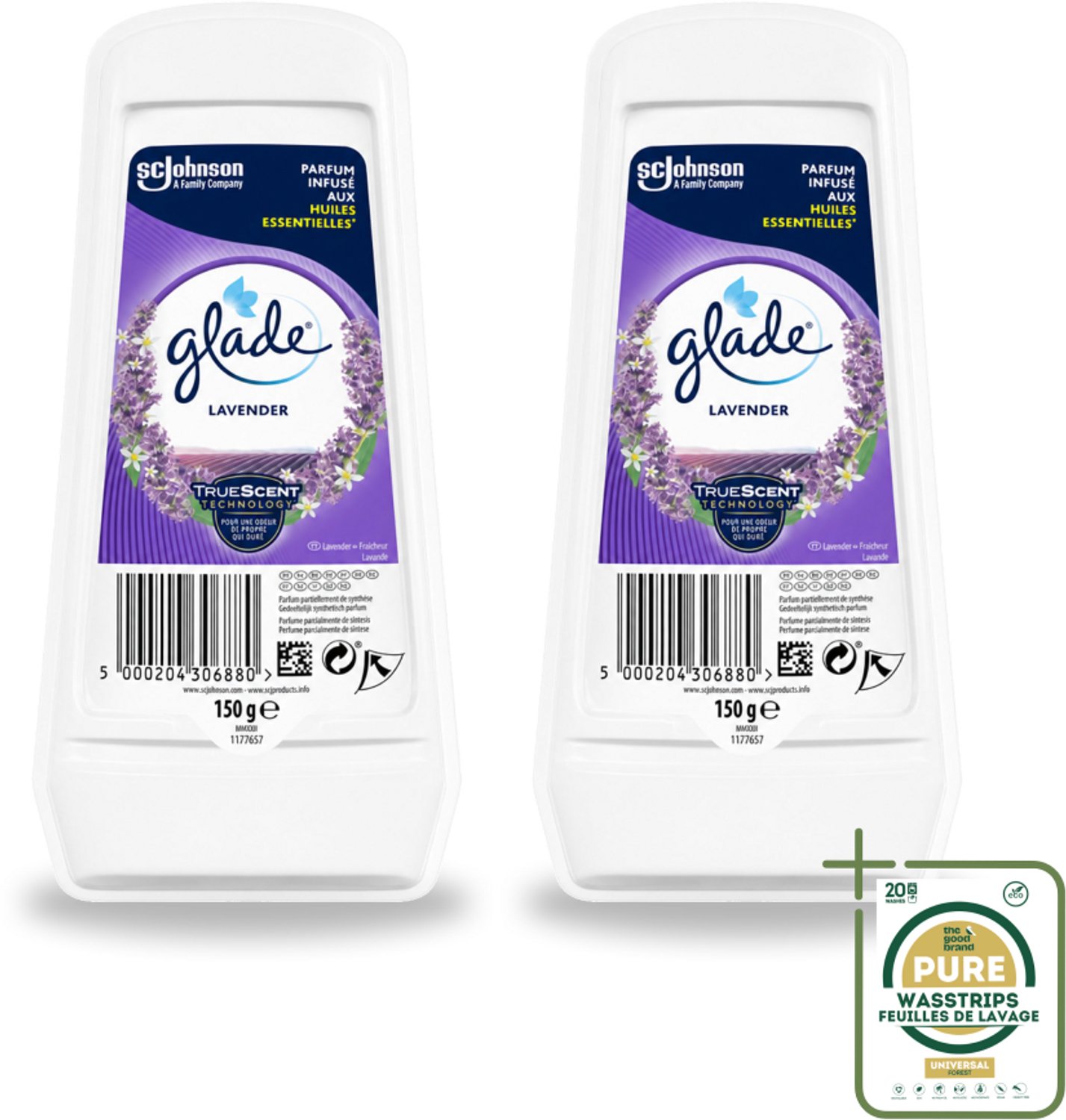 2 x Glade - Gel - Tranquil Lavender & Aloë - 150 g - Luchtverfrisser Gel - Lavendel Geur - Frisheid Thuis - Ontspanning Thuis - Geur Neutraliseren