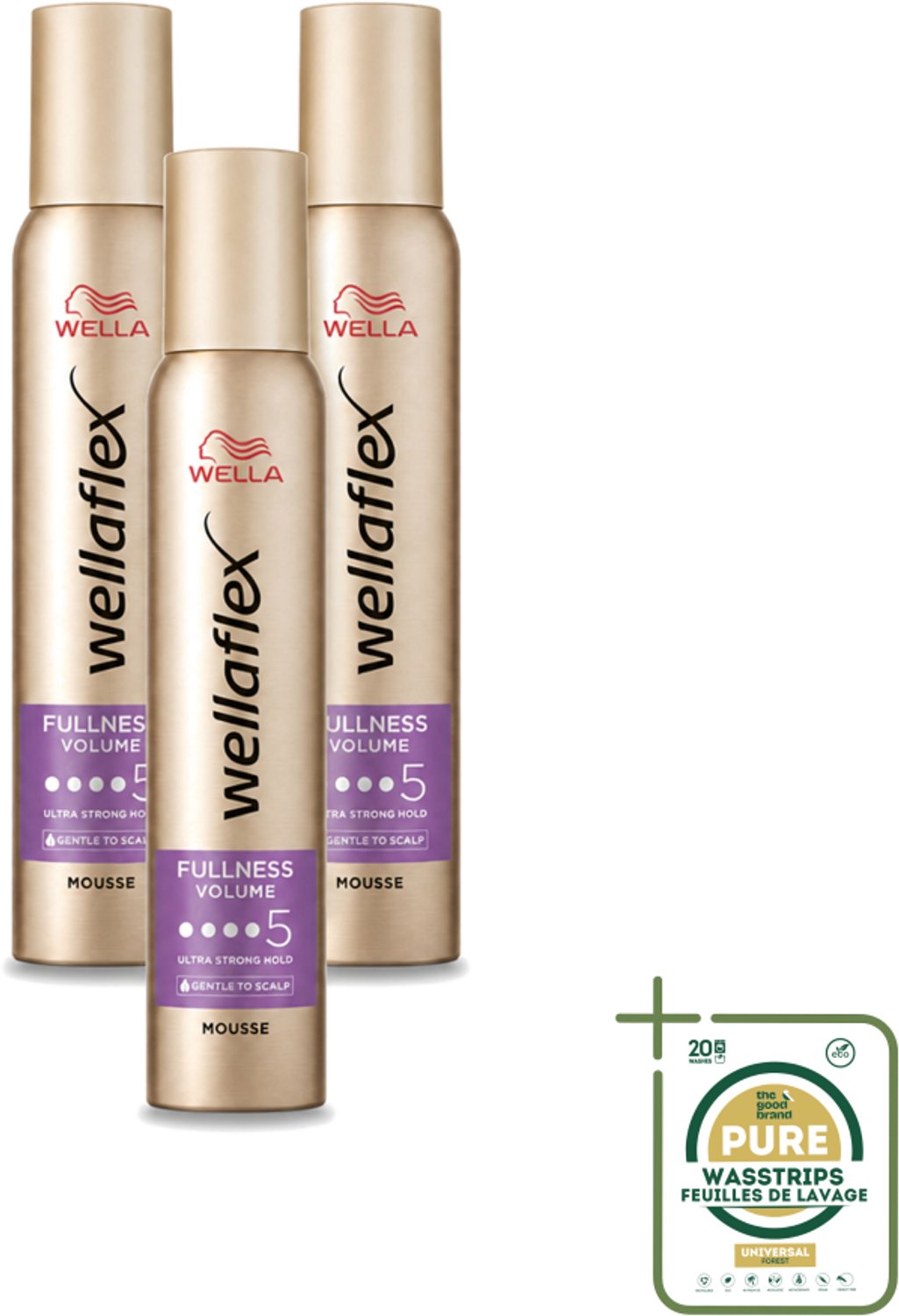 3 x Wella – Flex Fullness Volume Ultra Strong – Haarmousse – 200 ml - Wasstrips - Haarmousse - Volume - Haarvolume - Haarverdikking - Haarverzorging