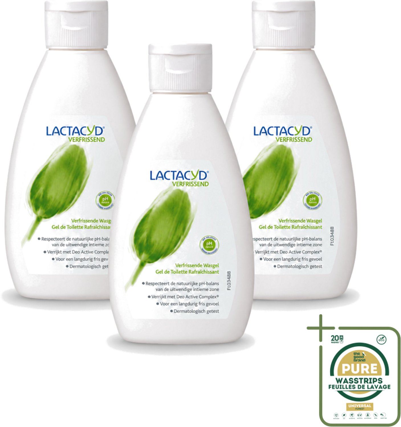 3 x Lactacyd – Verfrissende Wasgel - 200 m - Wasstrips - Intieme Wasgel - Frisse Geur - Geurtjes Bestrijding - Melkzuur - Menthol