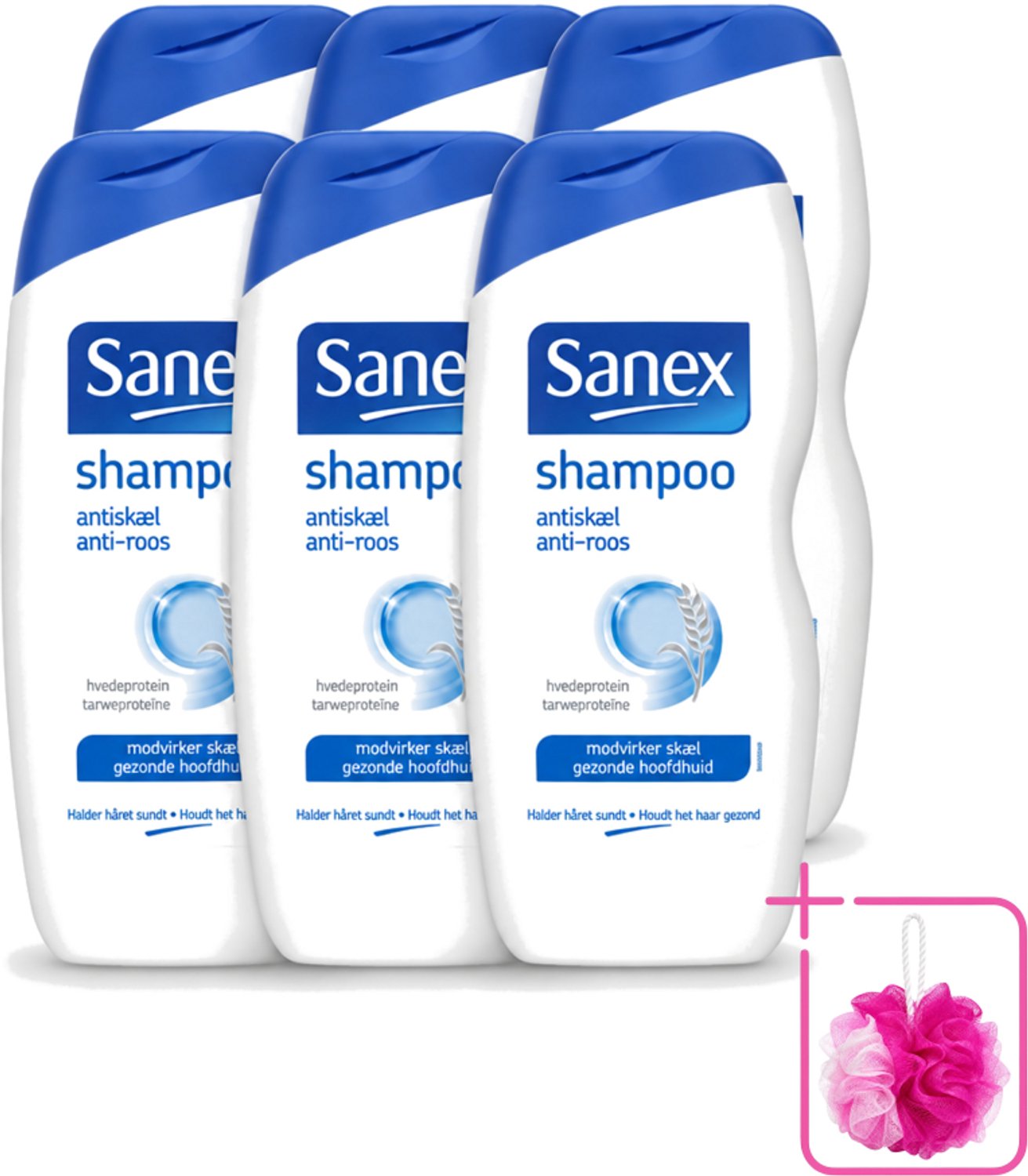 6 x Sanex - Shampoo - Anti-Roos - Tegen Schilfers - 250 ml - Bulkverpakking - Anti-roos shampoo - Douchemop - Schilfers shampoo