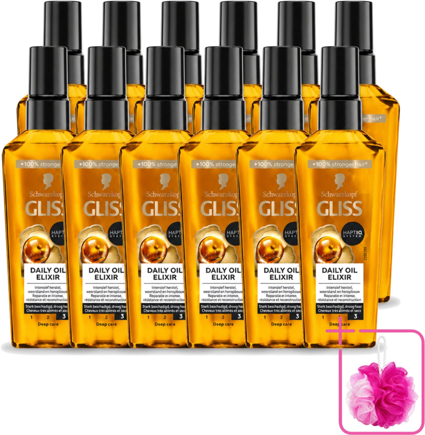 12 x Gliss - Hair Repair - Oil Elixer - Ultiem Haarherstel en Glans - Bulkverpakking - Haarherstel - Douchemop - Haarbescherming