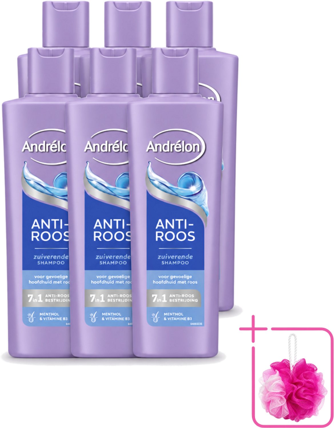 6 x Andrélon – Shampoo – Anti Roos – 250 ml - Bulkverpakking - Roos haar - Douchemop - Roos hoofdhuid