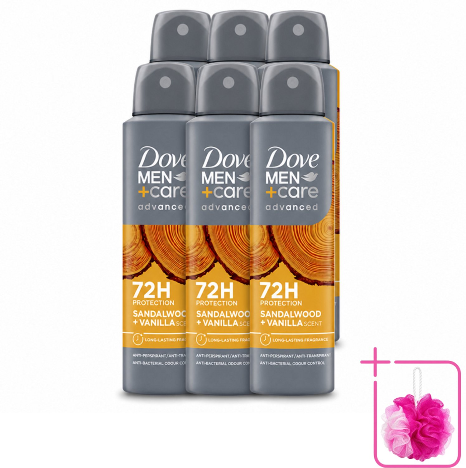 6 x Dove – Deodorant Spray – Men+Care Sandalwood & Vanilla – 150 ml - Bulkverpakking - Anti-transpirant spray - Deodorant spray