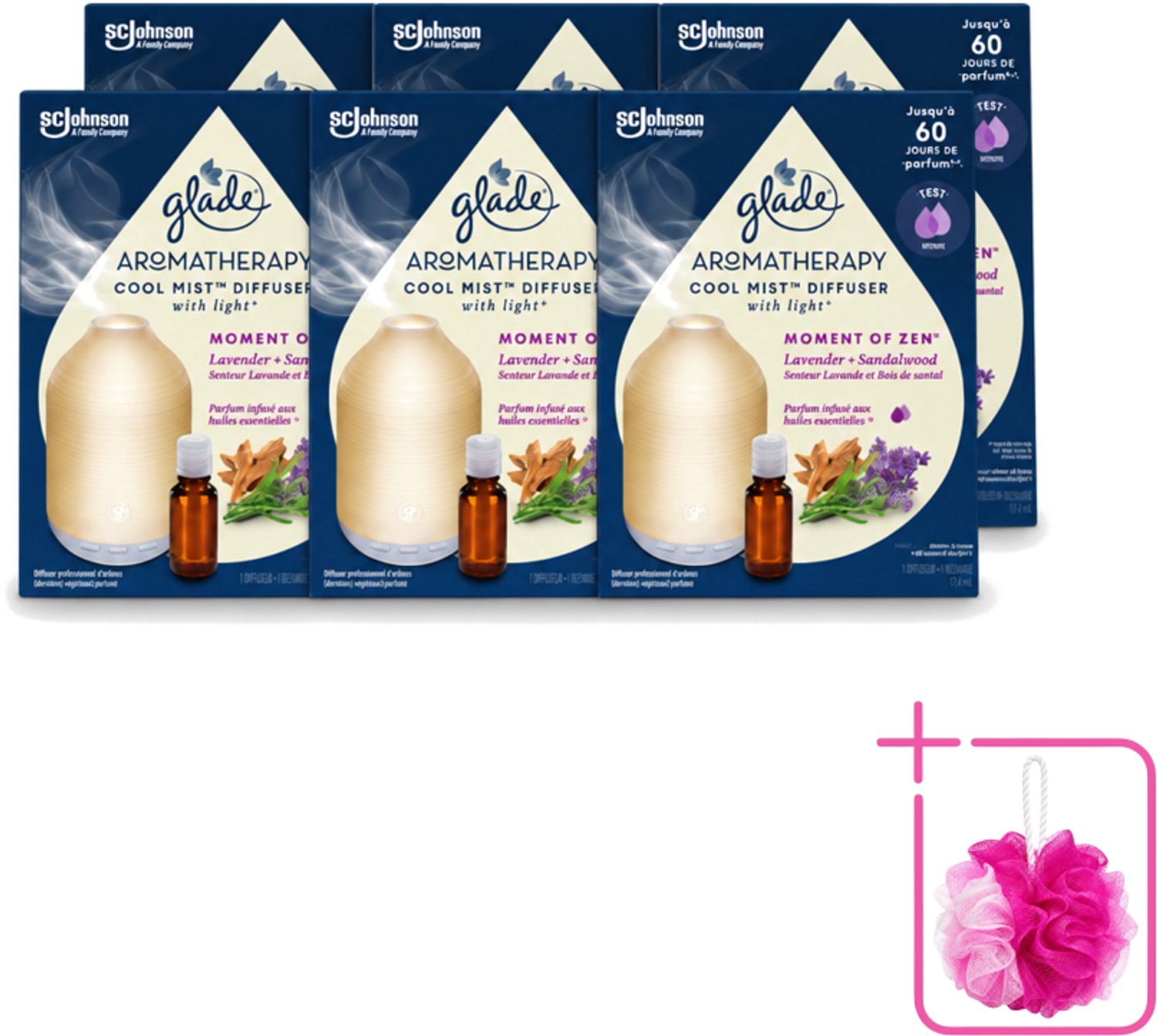6 x Glade – Aromatherapy Mist Diffuser – Starterpakket – Houder + Moment of Zen Navulling - 17,4 ml - Bulkverpakking - Aromatherapie - Douchemop - Ontspanning