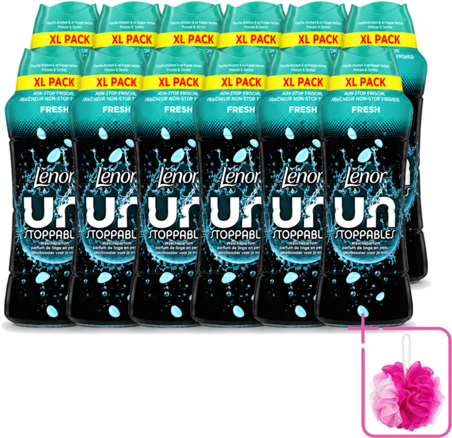 12 x Lenor Unstoppables - Geurbooster - Fris - Non-Stop Frisheid - Grootverpakking - Bulkverpakking - Geurbooster - Douchemop - Frisheid