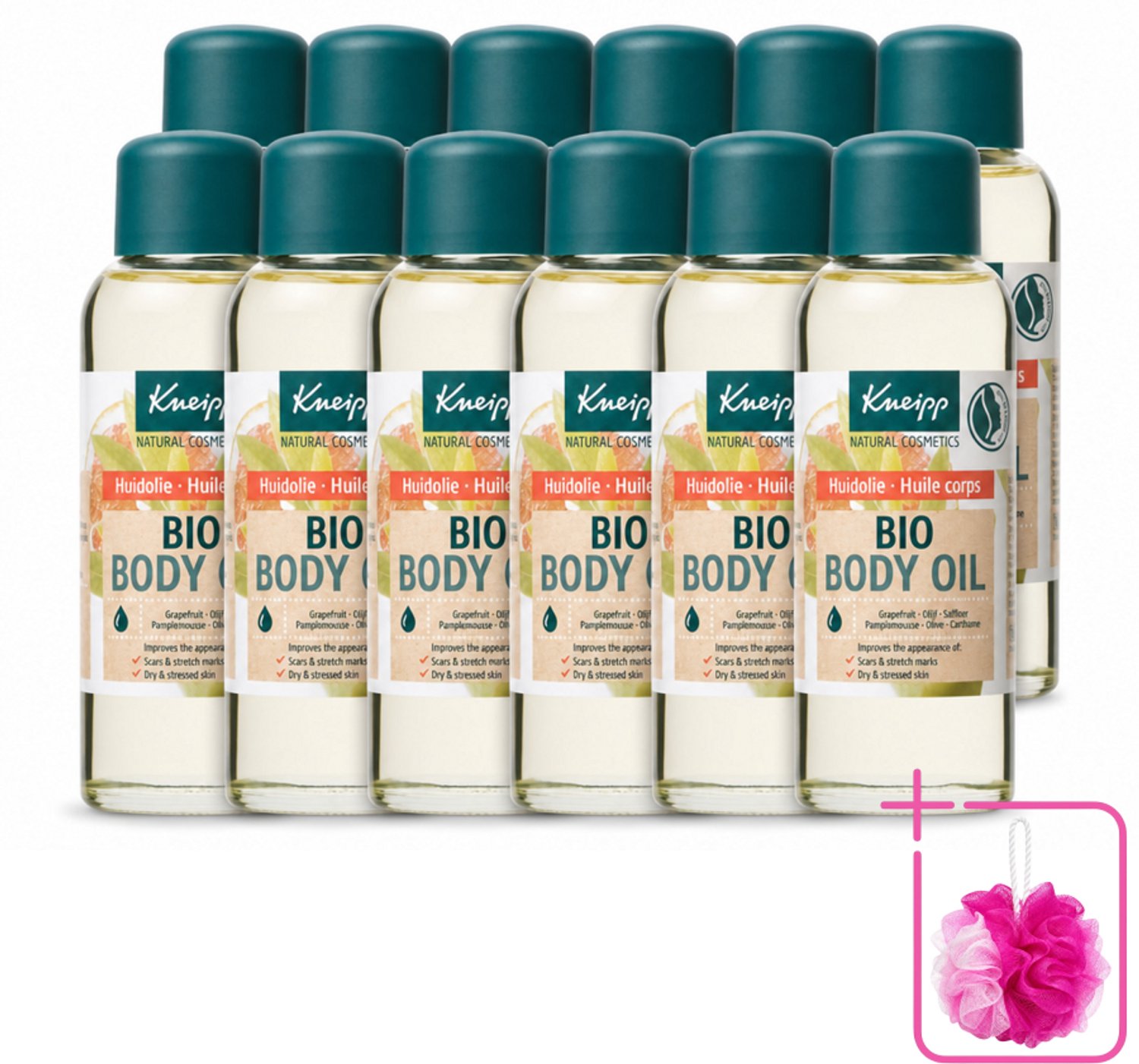 12 x Kneipp - Huidolie - Bio - Voor striae & littekens - 100 ml - Bulkverpakking - Huidverzorging - Douchemop - Striae