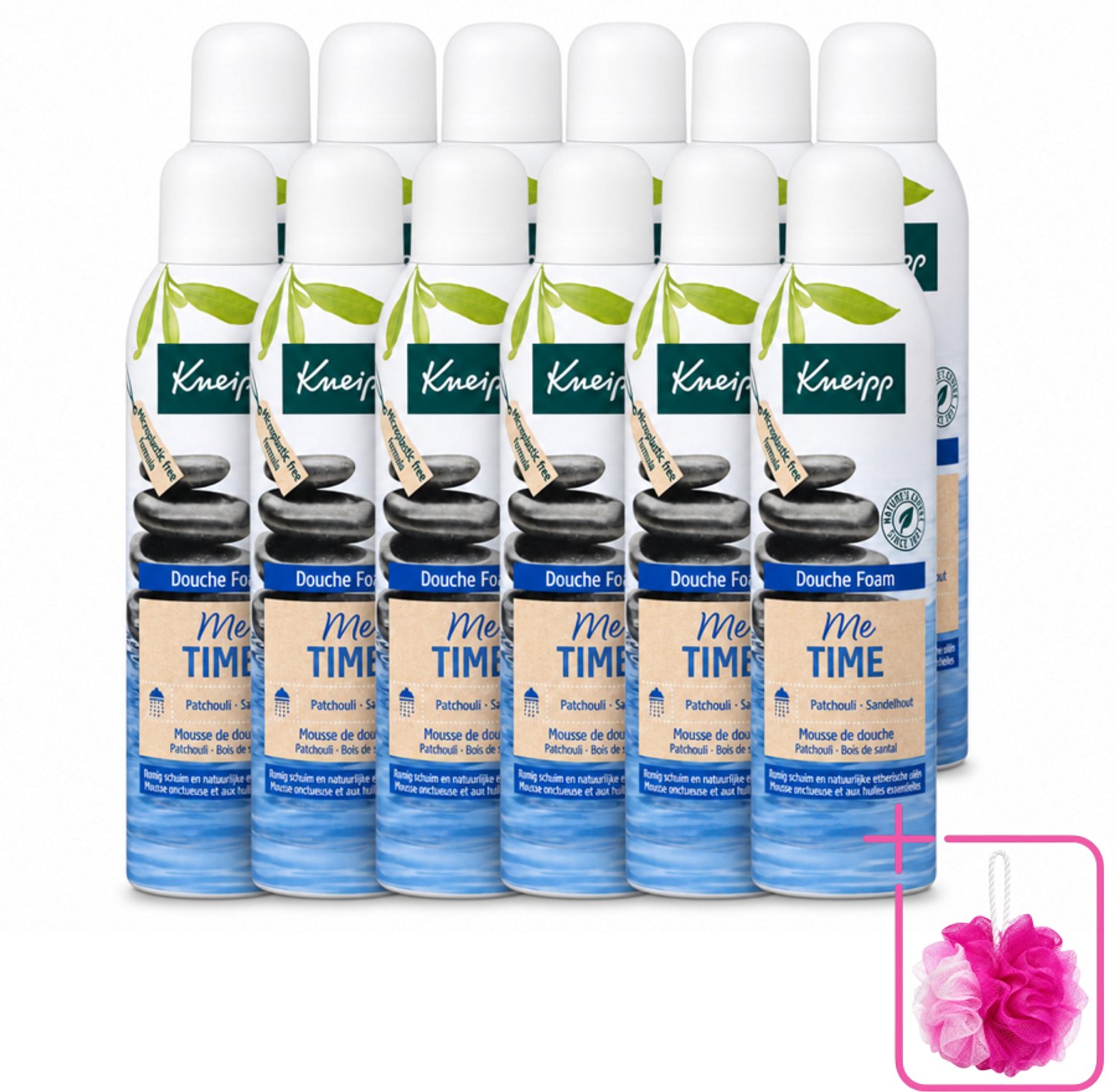 12 x Kneipp - Douche schuim - Me‑Time - Patchouli & Sandelhout - 200 ml - Bulkverpakking - Douche foam - Douchemop - Me-time