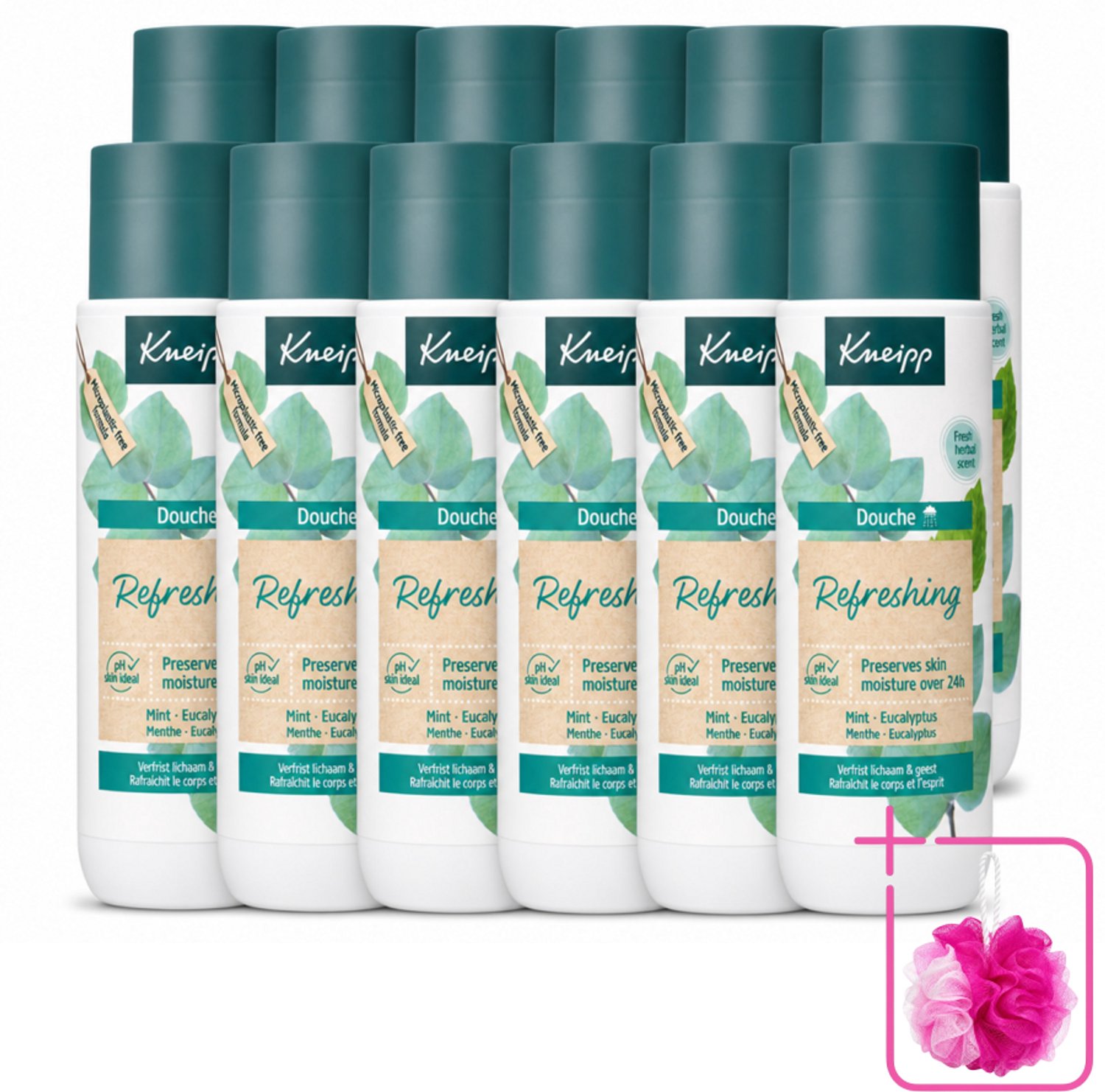 12 x Kneipp - Douchegel - Refreshing - Mint Eucalyptus - 200 ml - Bulkverpakking - Douchegel - Douchemop - Frisheid