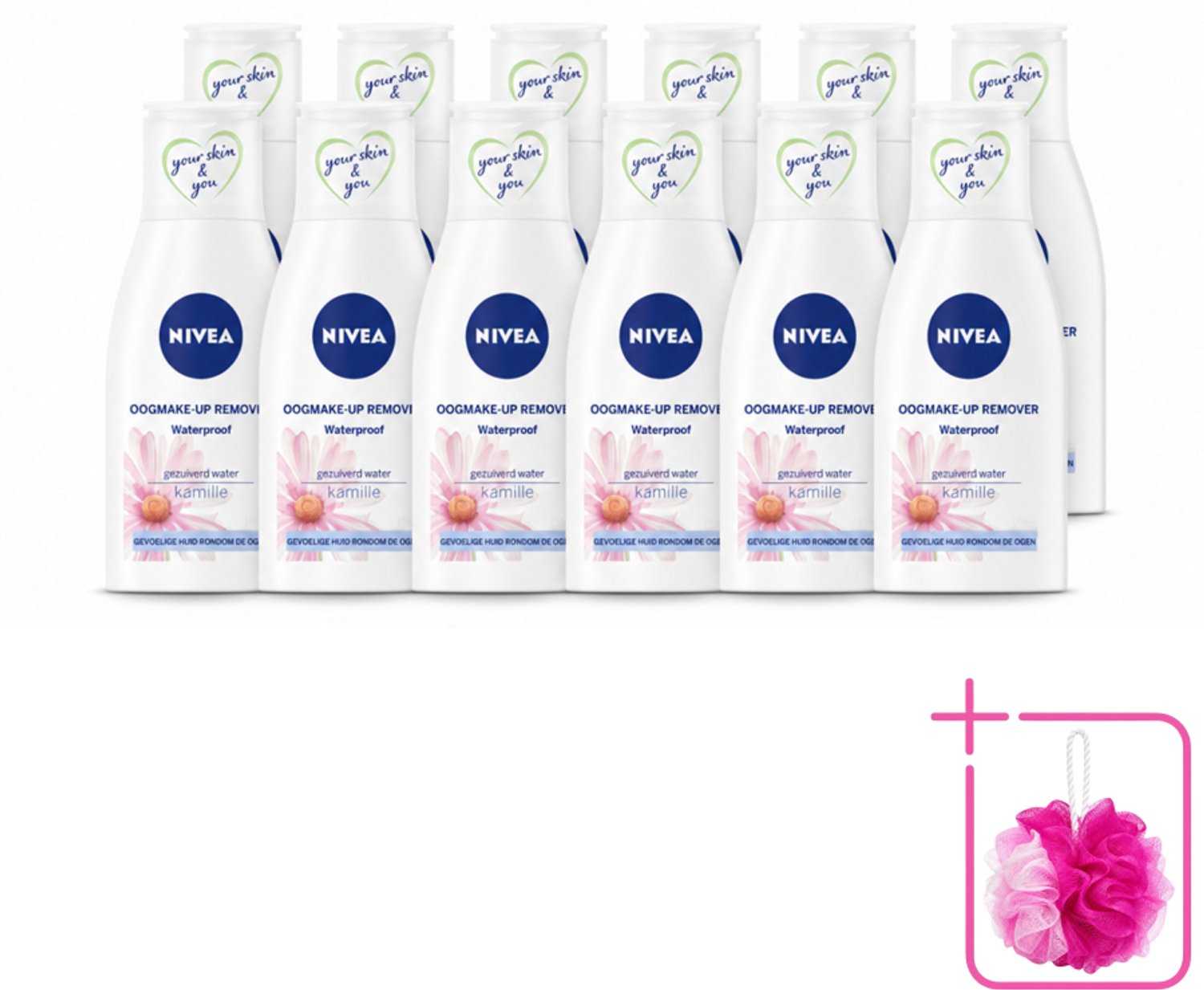 12 x NIVEA - Oogmake-up Verwijderaar - Waterbestendige Make-up Verwijderaar - Voor de gevoelige huid - Met Kamille & Provitamine B5 - 125 ml - Bulkverpakking - Waterproof make-up verwijderen - Douchemop - Oogmake-up verwijderen