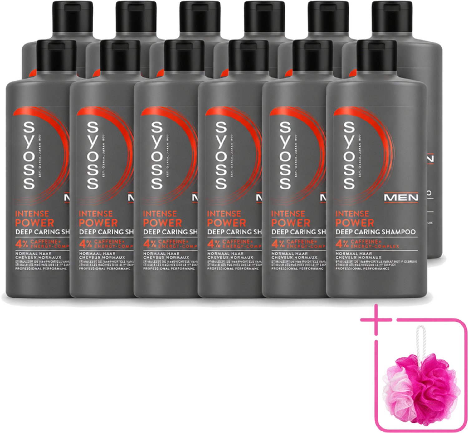 12 x SYOSS - Men Power - Shampoo - Langdurige Styling - 440ml - Bulkverpakking - Mannelijk haarverzorging - Douchemop - Krachtig haar
