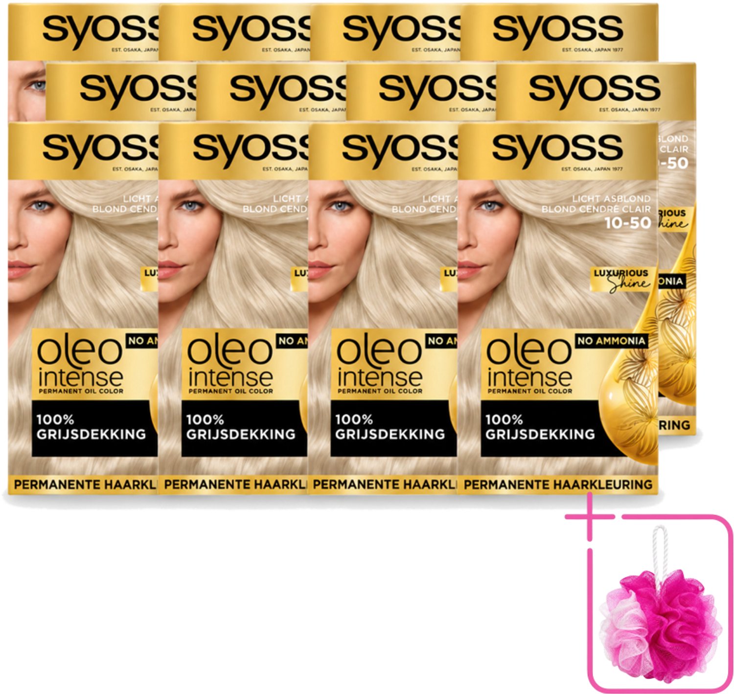 12 x SYOSS - Oleo Intense 10-50 - Haarverf - Permanente Haarkleuring - Licht Asblond - Langdurige Kleur - Bulkverpakking - Haarkleur - Douchemop - Haarkleuren