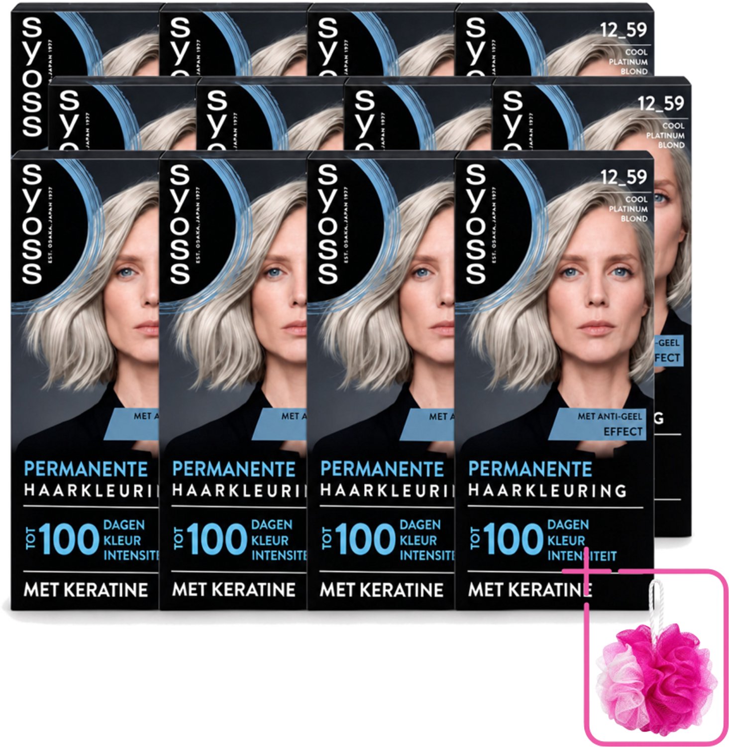 12 x SYOSS - Coloration 12-59 Cool Platinum Blond - Haarverf - Grijsdekking - Vermindert Haarbreuk - Bulkverpakking - Permanente haarkleuring - Douchemop - Haarkleur
