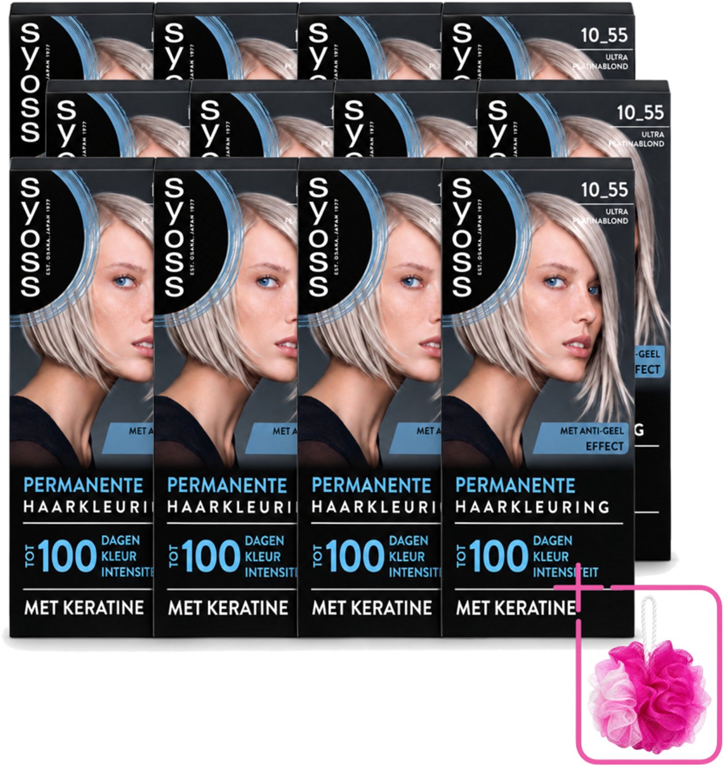 12 x SYOSS - Permanent Coloration 10-55 - Haarverf - Permanente Haarkleuring - Ultra Platina Blond - Grijsdekking - Bulkverpakking - Haarkleur - Douchemop - Haarkleuren