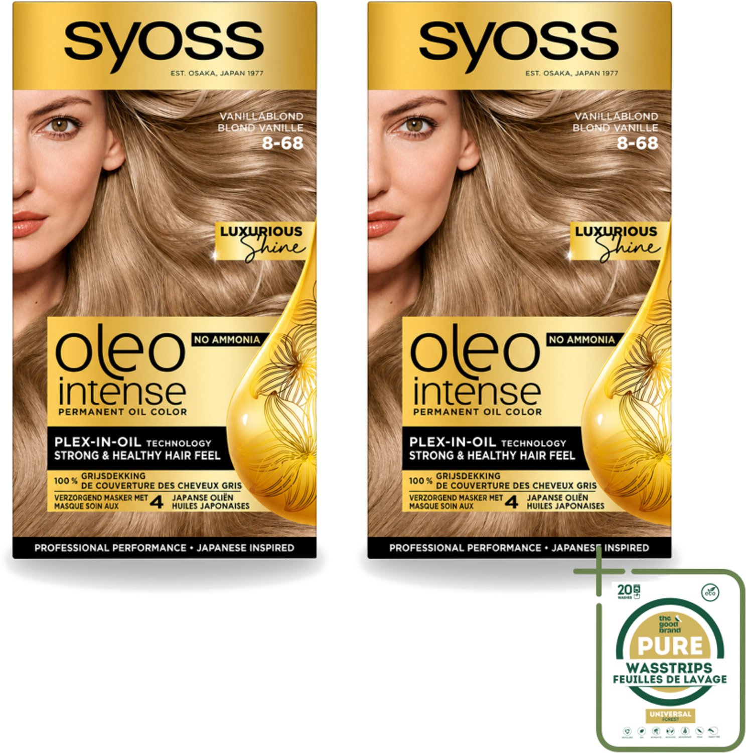 2 x SYOSS - Oleo Intense 8-68 Vanillablond - Haarverf - Zonder Ammoniak - Grijsdekking - Langdurige Kleur - Wasstrips - Haarverf - Permanent Haarkleuring - Grijsdekking - Zonder Ammoniak - Haarverf Zonder Ammoniak