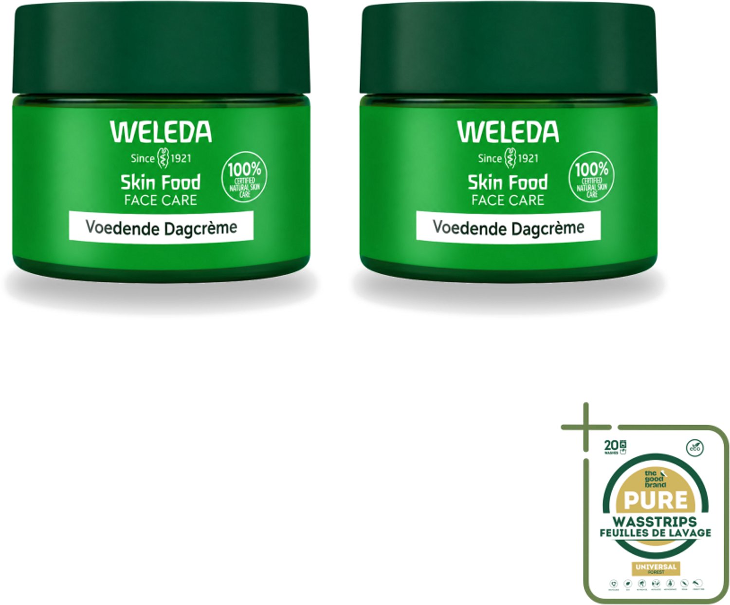 2 x WELEDA - Dagcrème Skin Food - Voedend - 40 ml - Wasstrips - Dagcrème - Huidverzorging - Voedende Crème - Natuurlijke Crème - Vegan Crème