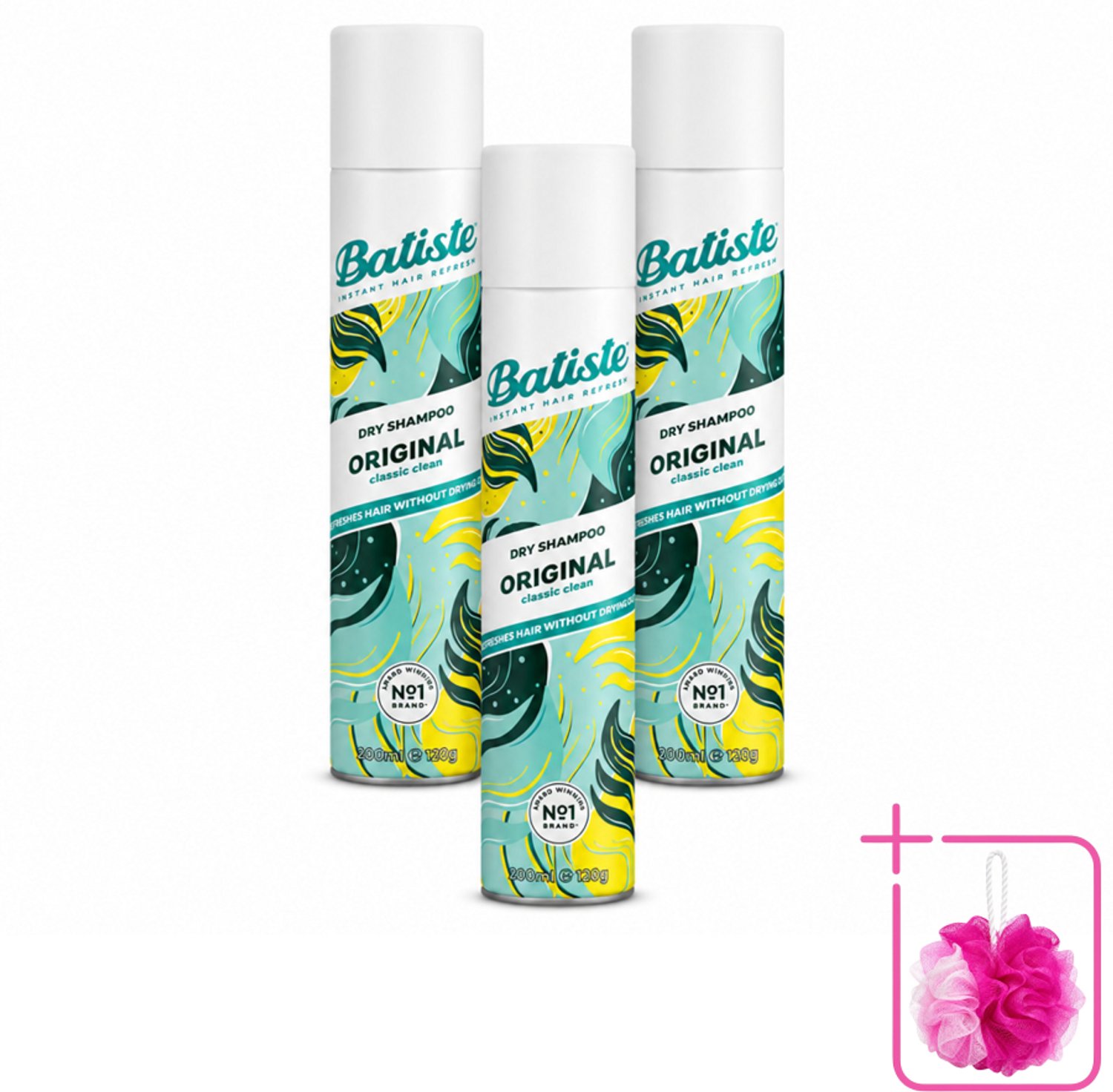 3 x Batiste - Original - Droogshampoo - Klassieke Frisse Geur - Geeft Volume en Textuur - 200ml - Bulkverpakking - Droogshampoo - Douchemop - Haarfris