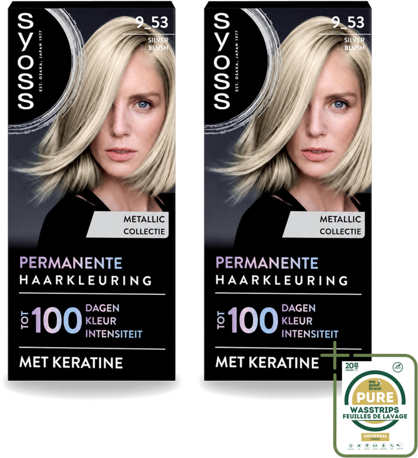 2 x SYOSS - Coloration 9-53 Silver Blush - Haarverf - Grijsdekking - Vermindert Haarbreuk - Wasstrips - Haarverf - Haarkleur - Grijsdekking - Haarverf 9-53 - Haarverf 9-53 Silver Blush