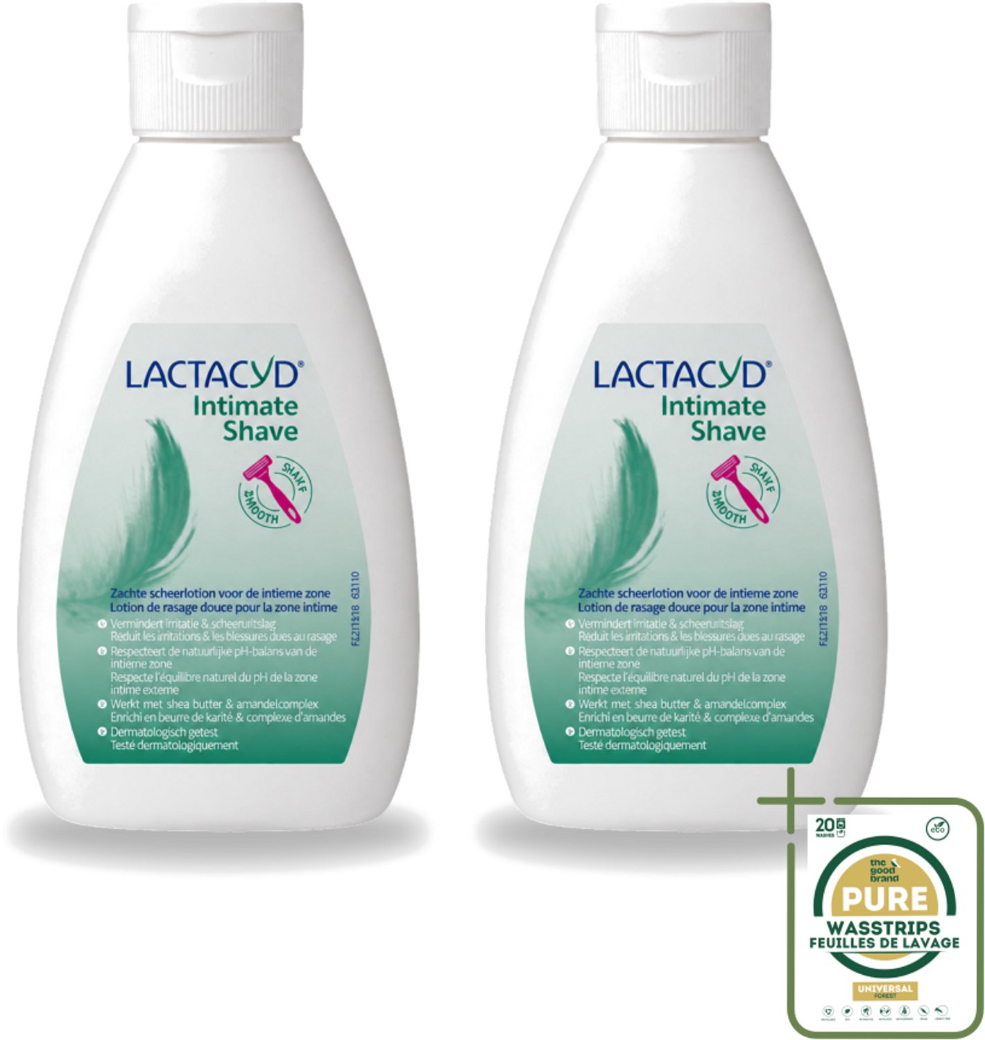 2 x Lactacyd – Intimate Shave – Scheerlotion – 200 ml - Wasstrips - Intieme Scheerlotion - Gevoelige Huid - Scheerlotion Voor Intieme Zone - Hydraterende Scheerlotion - Scheerbultjes Verminderen