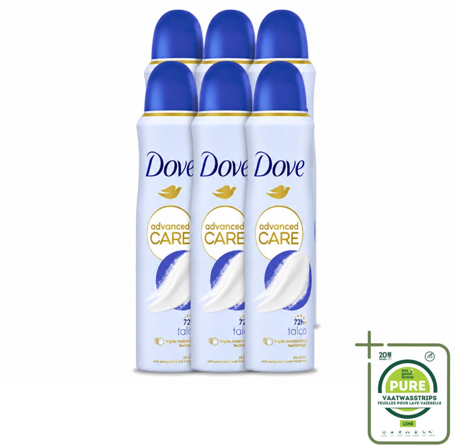 6 x Dove – Deodorant Spray – Talco – 150 ml - Grootverpakking - Anti-transpirant - Deodorant Spray - Zweetbestendig - Geur Van Talco - Huidbescherming
