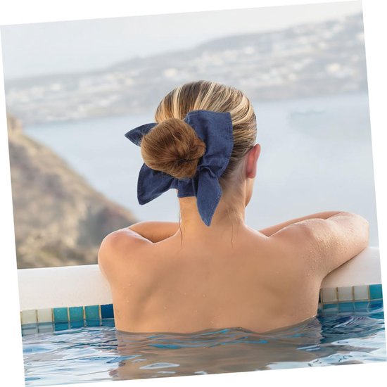 2stuks Denim Blauw Vierkante Sjaal Haarbanden Voor Vrouwen Elastische Haaraccessoires Comfortabel Voor Diverse Haarstijlen Geschikt Voor Casual Formele Gelegenheden — afbeelding 4
