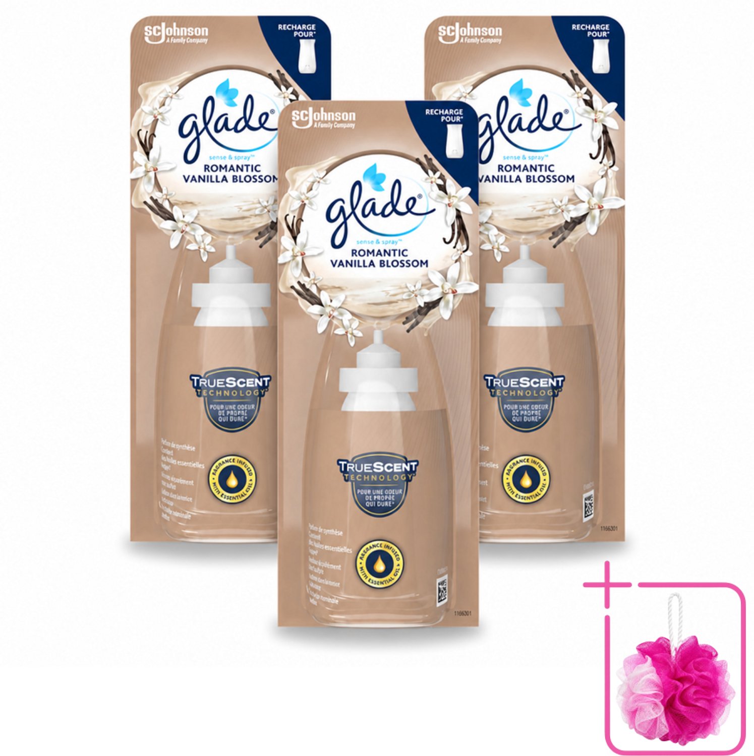 3 x Glade - Sense & Spray - Romantic Vanillebloesem - 18 ml - Bulkverpakking - Romantische geur - Geurafgifte